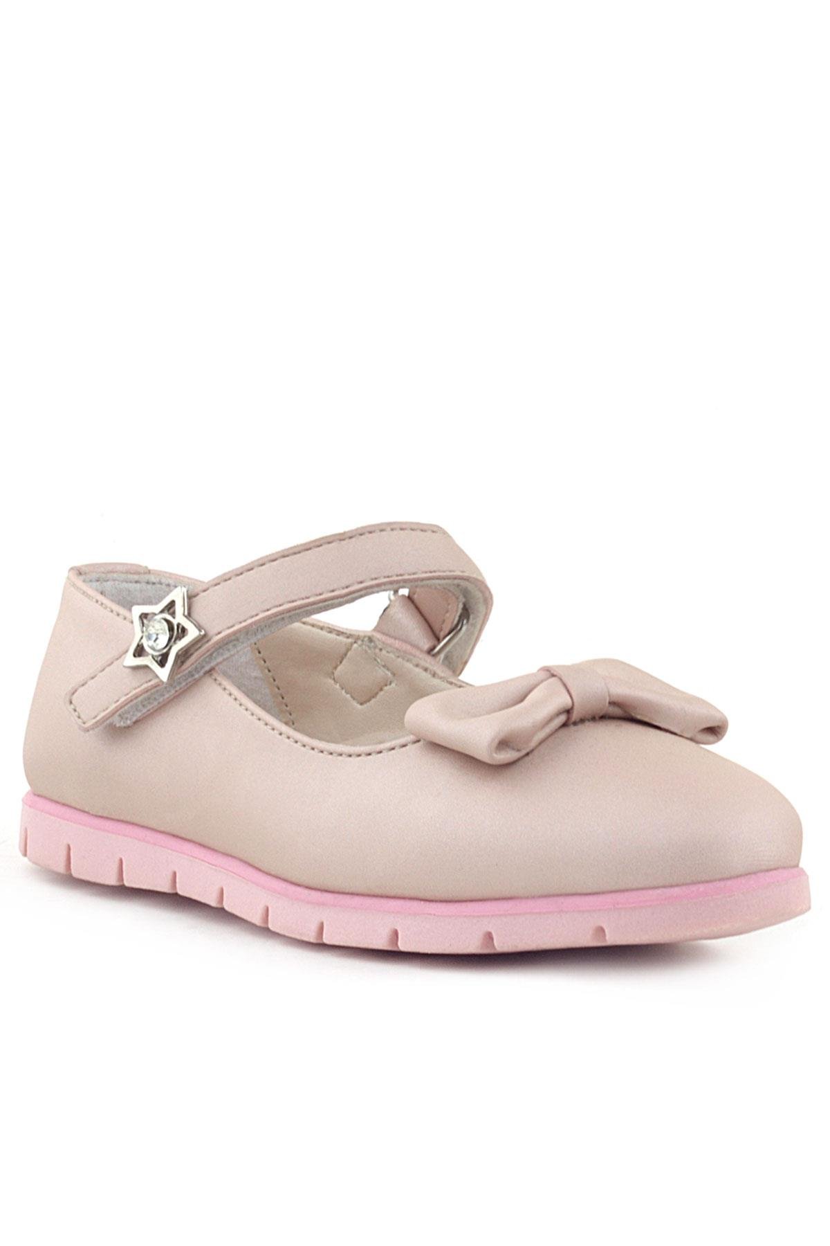 Pudra Fiyonklu Cırtlı Yıldızlı Kız Çocuk Babet - Görsel 3