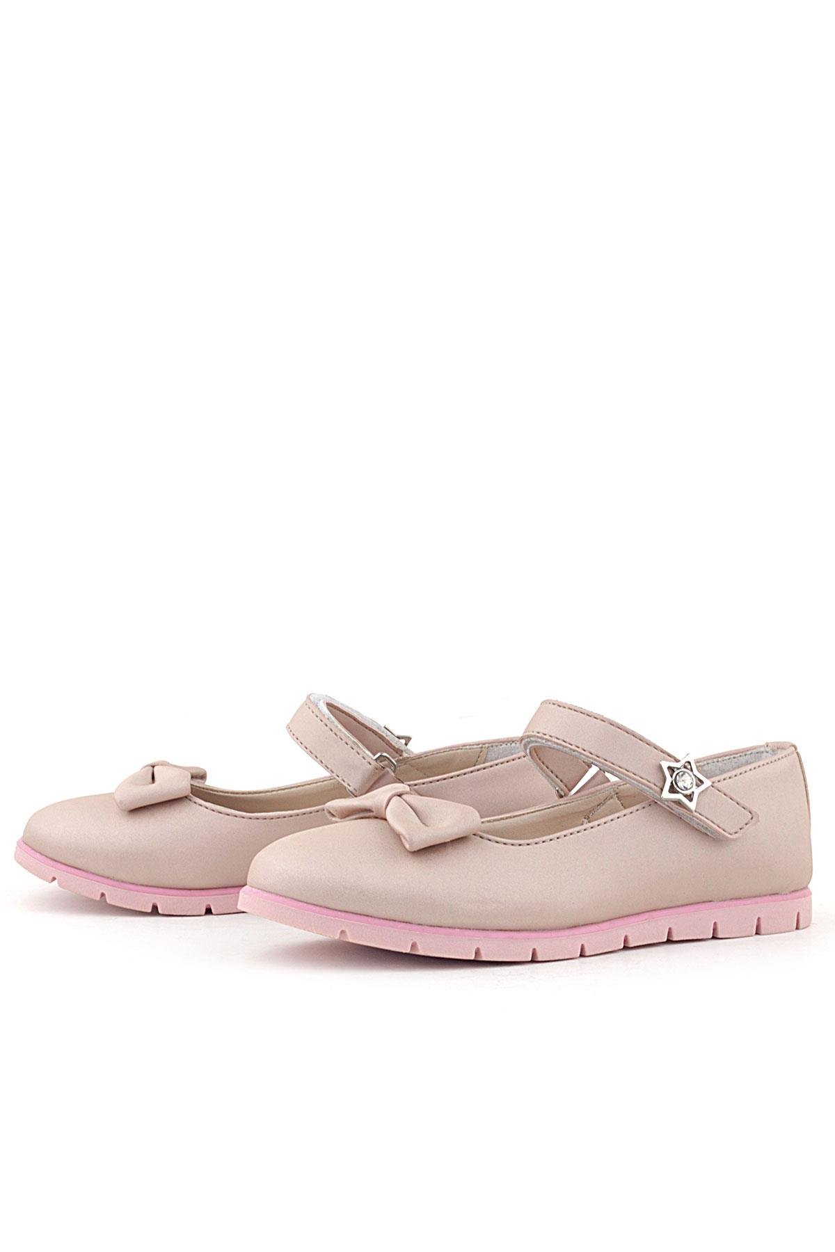 Pudra Fiyonklu Cırtlı Yıldızlı Kız Çocuk Babet - Görsel 7