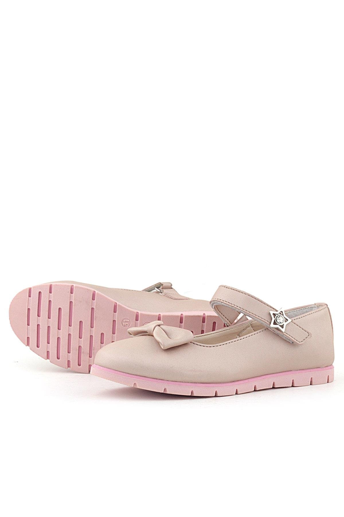 Pudra Fiyonklu Cırtlı Yıldızlı Kız Çocuk Babet - Görsel 8