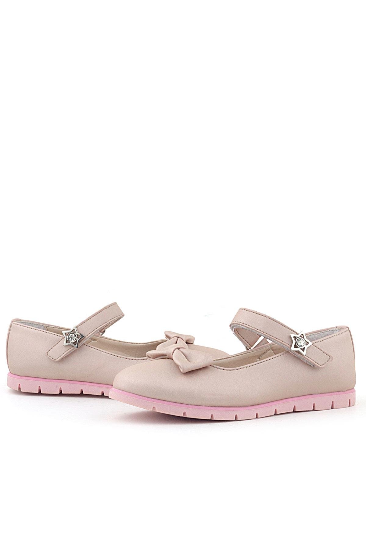 Pudra Fiyonklu Cırtlı Yıldızlı Kız Çocuk Babet - Görsel 9