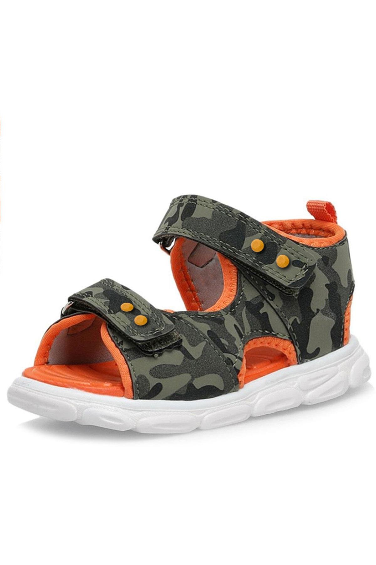 Haki Kamuflaj Desenli Metal Detaylı Cırtlı Bebek Sandalet Ayakkabı - Görsel 5