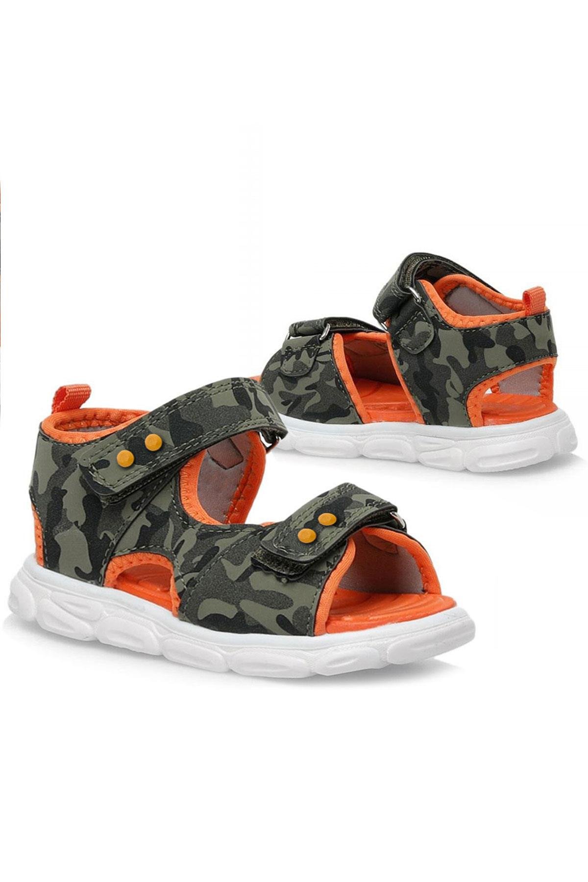 Haki Kamuflaj Desenli Metal Detaylı Cırtlı Bebek Sandalet Ayakkabı - Görsel 7