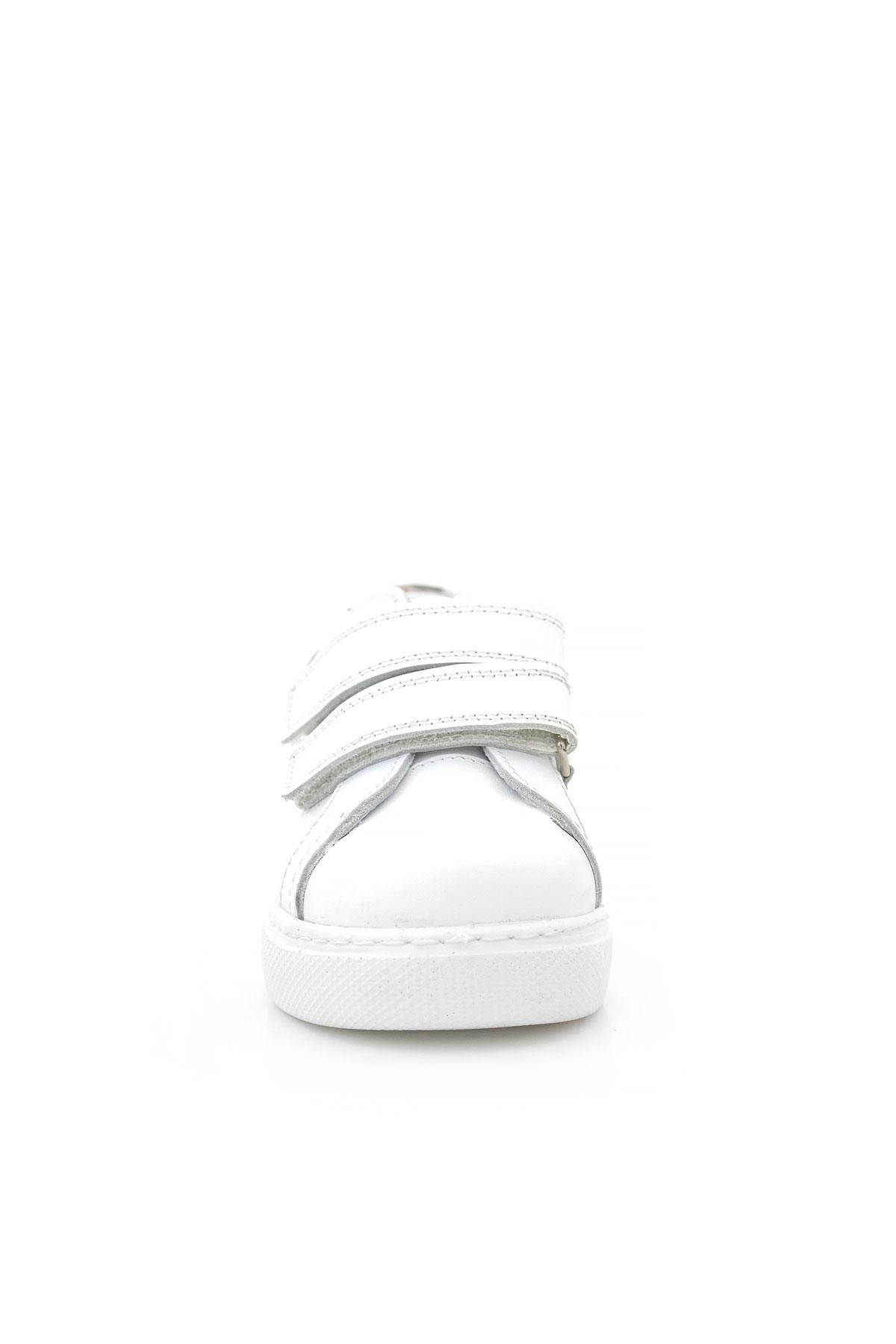 Hakiki Deri Beyaz Cırt Cırtlı Leopar Desenli Kız Çocuk Spor Ayakkabı - Görsel 4