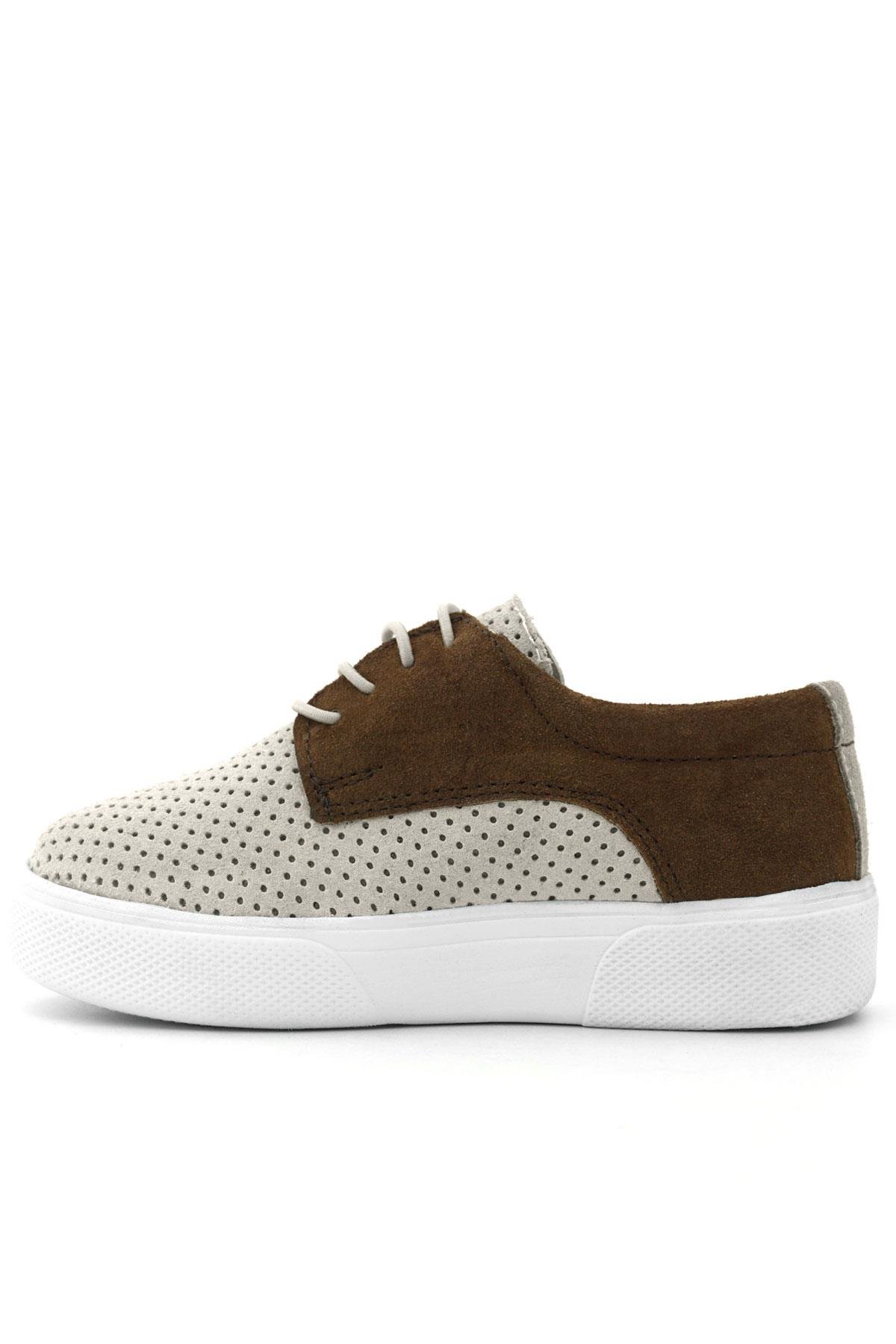 Hakiki Deri Beyaz Taba Lastikli Erkek Çocuk Günlük Ayakkabı - Görsel 6