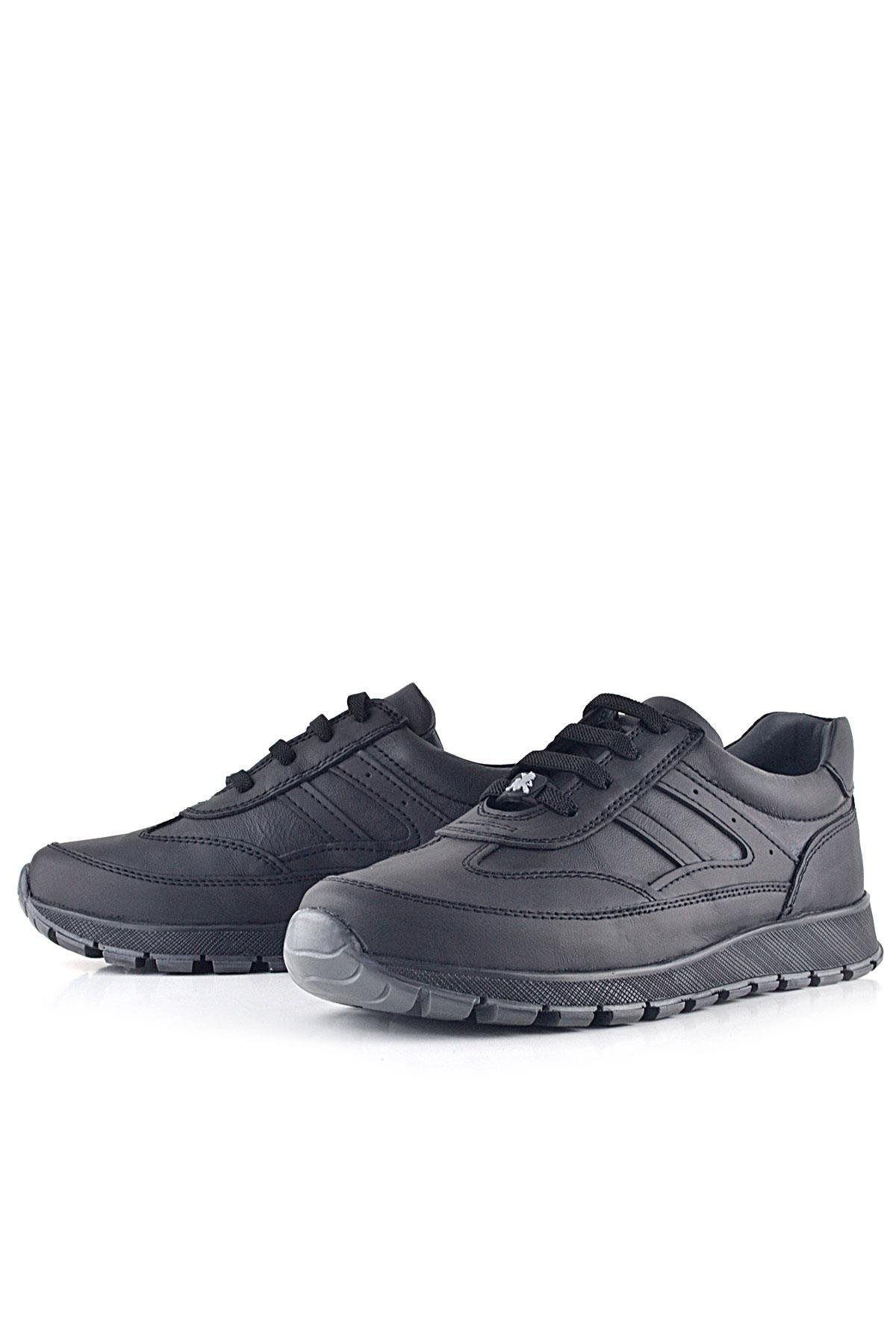 Hakiki Deri Siyah Bağcıklı Spor Günlük Ayakkabı - Görsel 7