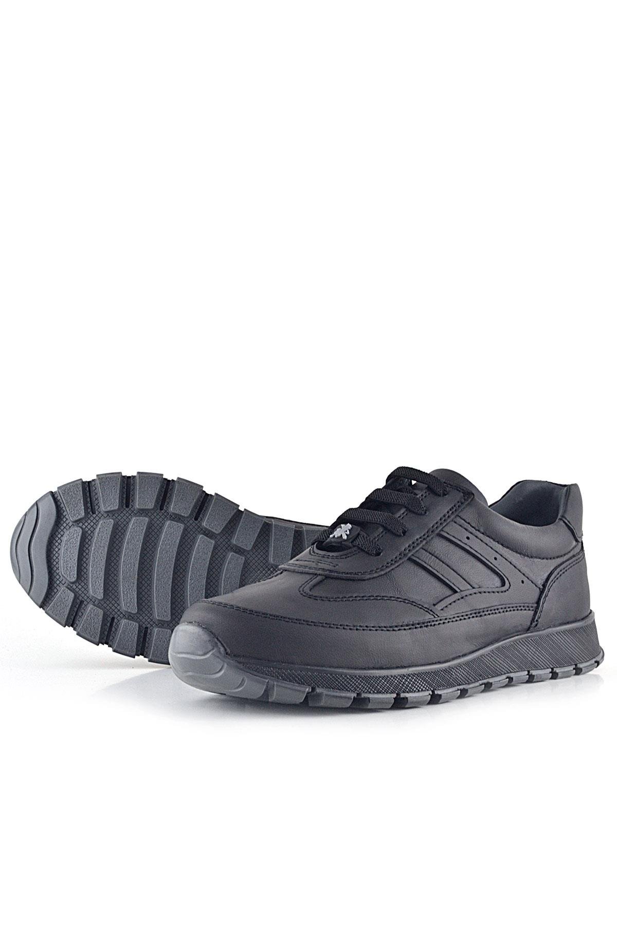 Hakiki Deri Siyah Bağcıklı Spor Günlük Ayakkabı - Görsel 8