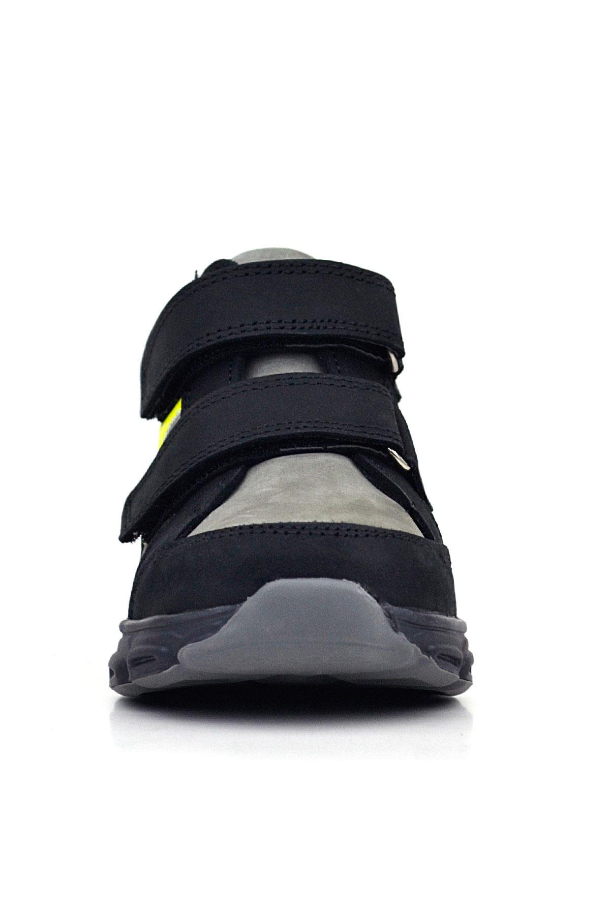 Hakiki Deri Gri Siyah Bebek Spor Bot Ayakkabı - Görsel 4