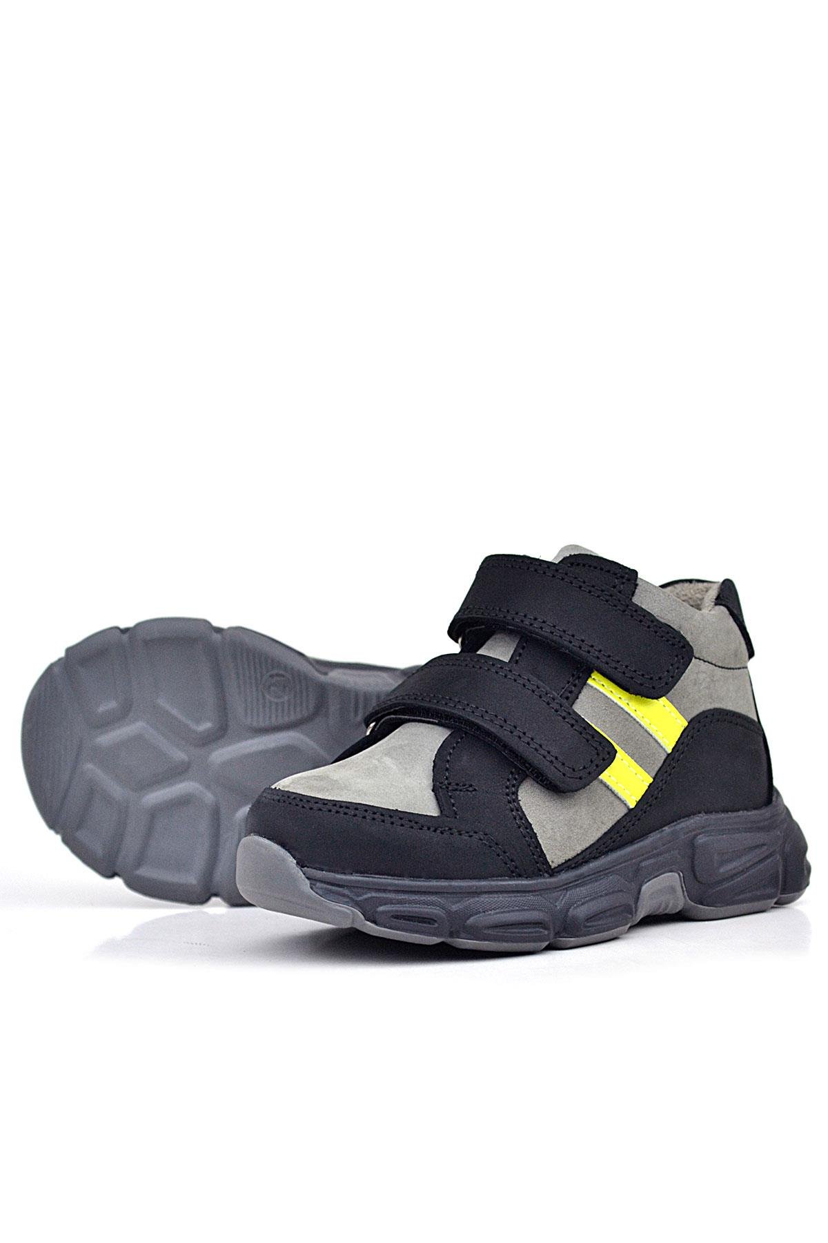 Hakiki Deri Gri Siyah Bebek Spor Bot Ayakkabı - Görsel 6