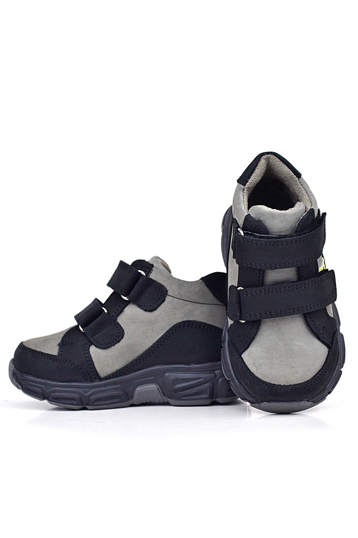 Hakiki Deri Gri Siyah Bebek Spor Bot Ayakkabı - Görsel 7
