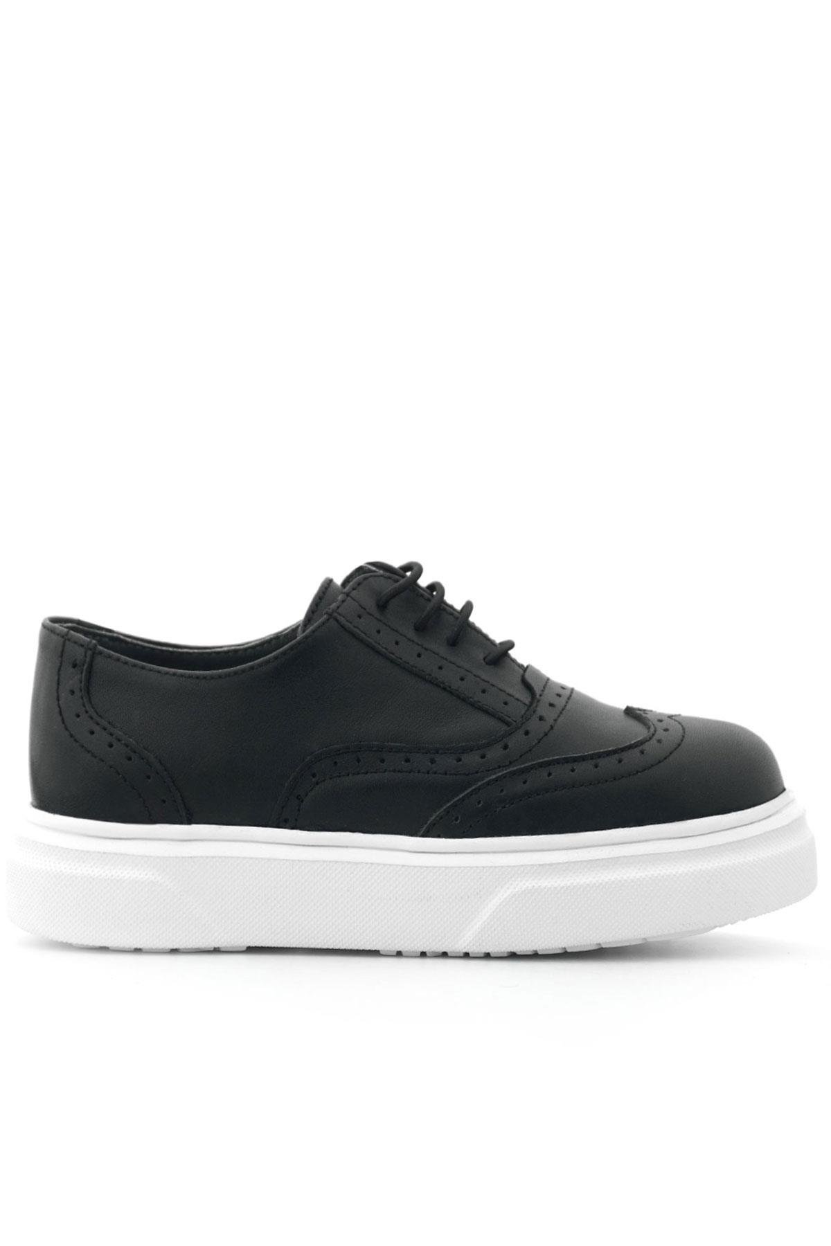 Hakiki Deri Siyah Hafif Taban Çocuk Oxford Klasik Ayakkabı - Görsel 4