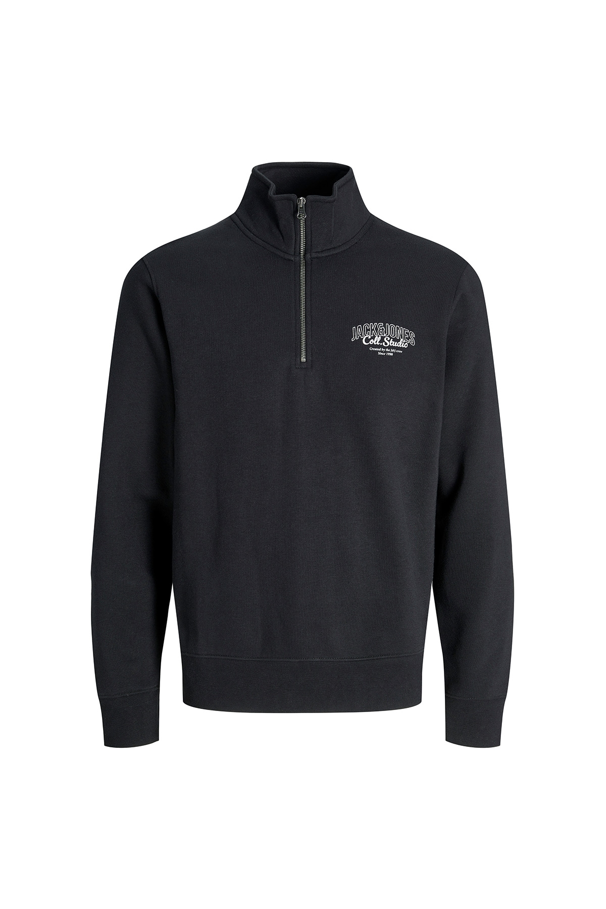 Jack&Jones Makoto Half Zip Erkek Siyah Dik Yaka Sweatshirt