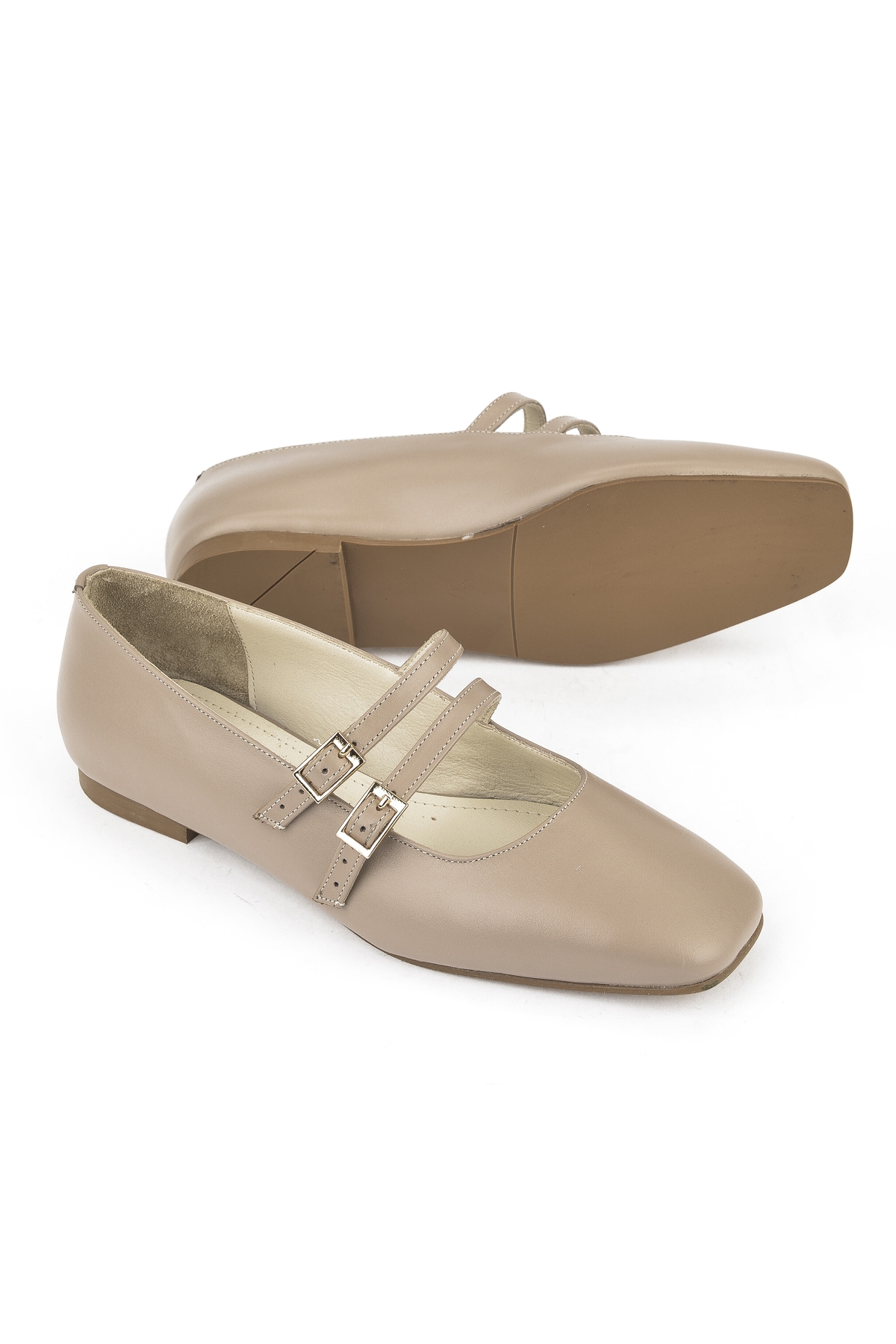 Kadın Hakiki Deri Babet 1531054Z3401 Vizon - Görsel 5