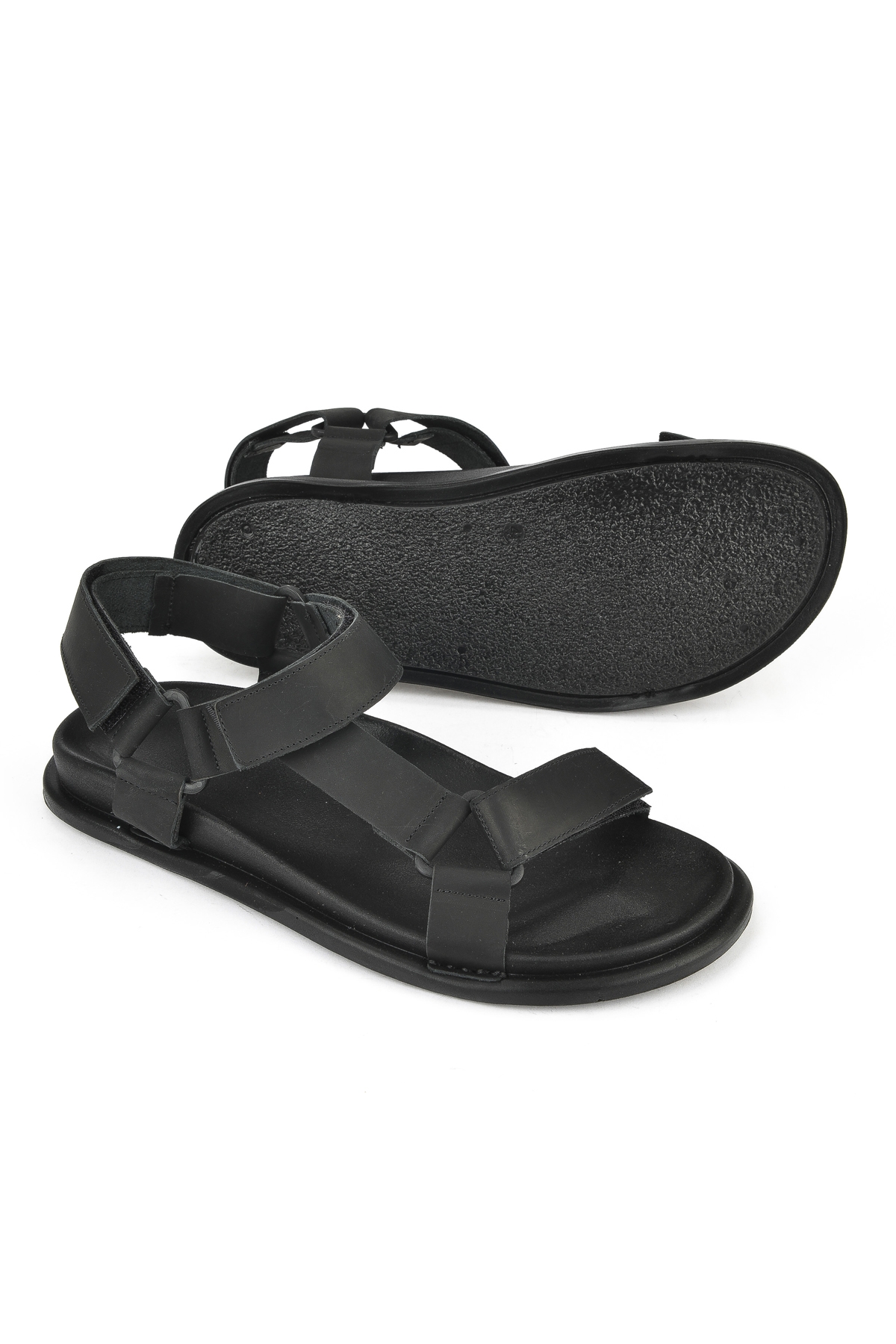 Erkek Hakiki Deri Sandalet 1511052Z5351 Siyah - Görsel 5