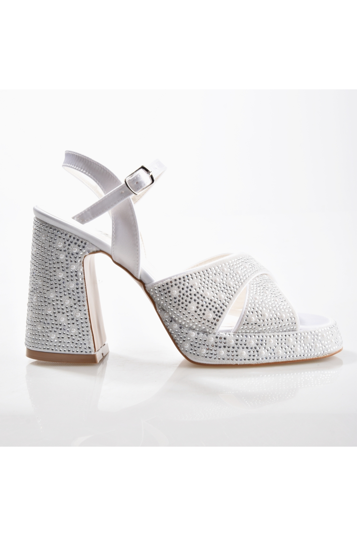 EK Merve 9530 Kadın Taşlı Kalın Platform Topuklu Ayakkabı - Görsel 2