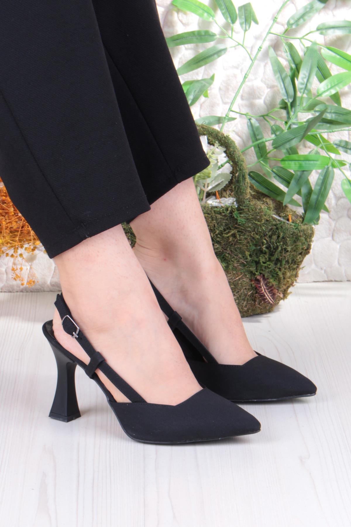 018-505 Fls Saten Önü Kapalı Arkası Açık Topuklu Kadın Ayakkabı - Görsel 2