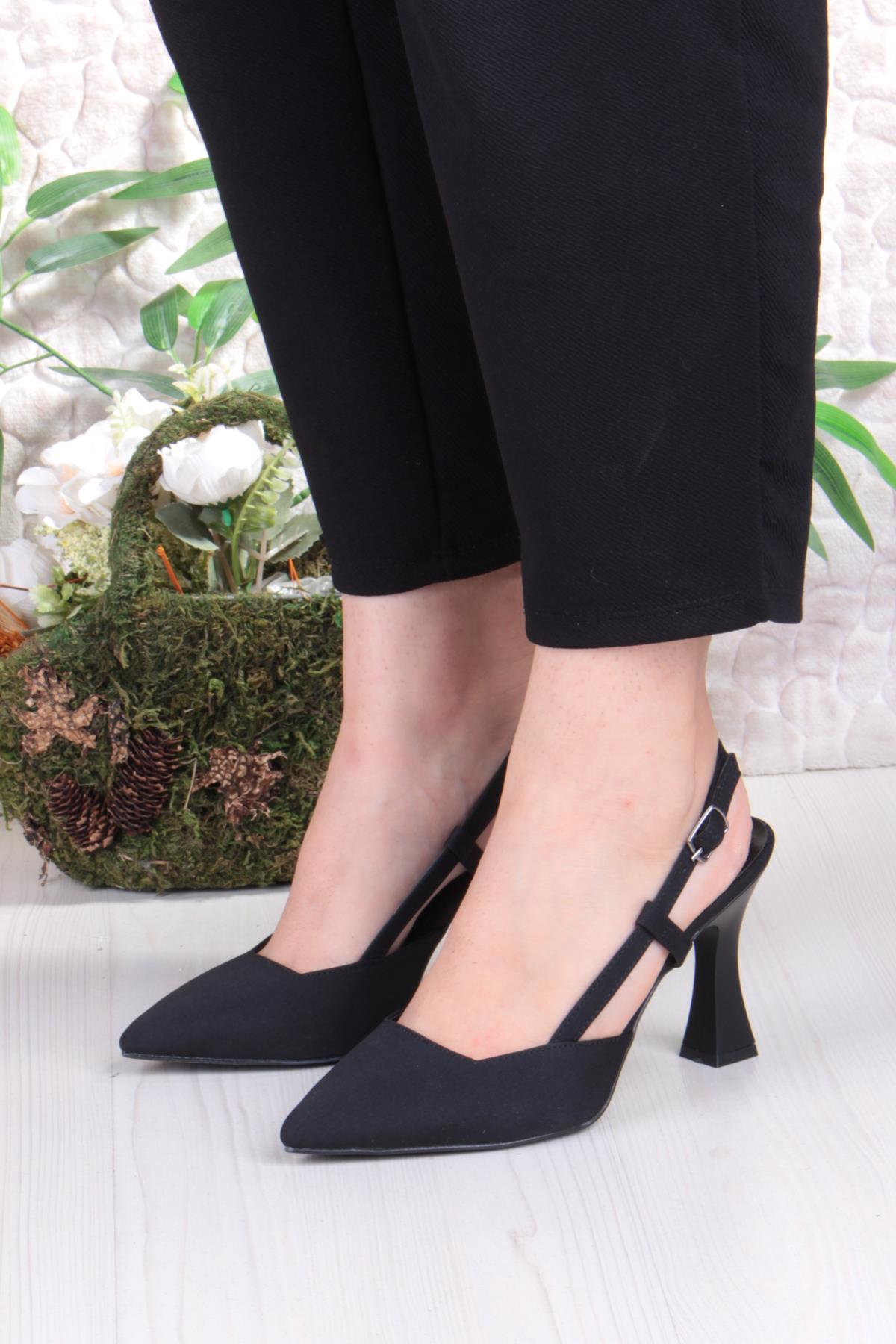 018-505 Fls Saten Önü Kapalı Arkası Açık Topuklu Kadın Ayakkabı - Görsel 3