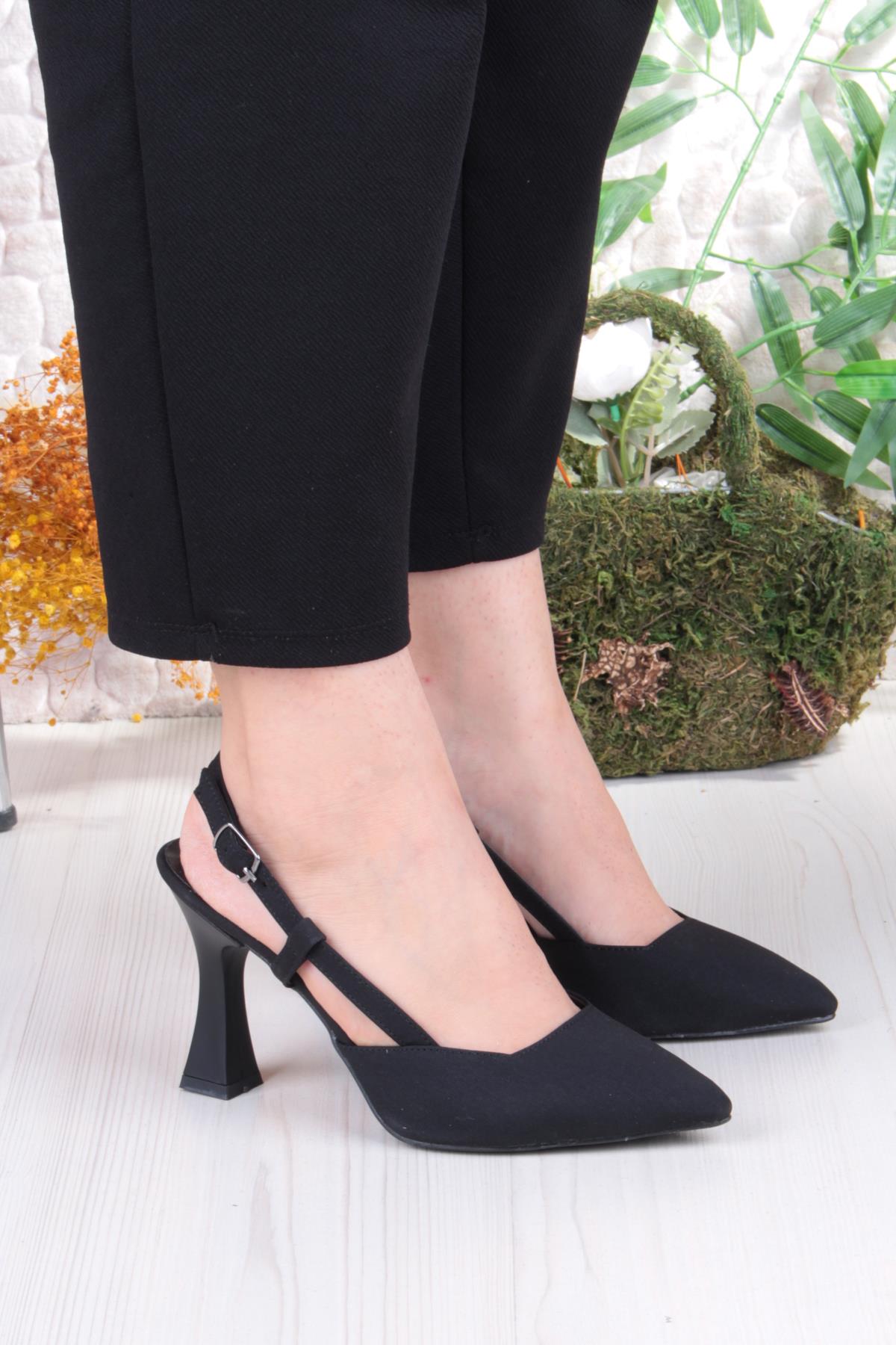 018-505 Fls Saten Önü Kapalı Arkası Açık Topuklu Kadın Ayakkabı - Görsel 4