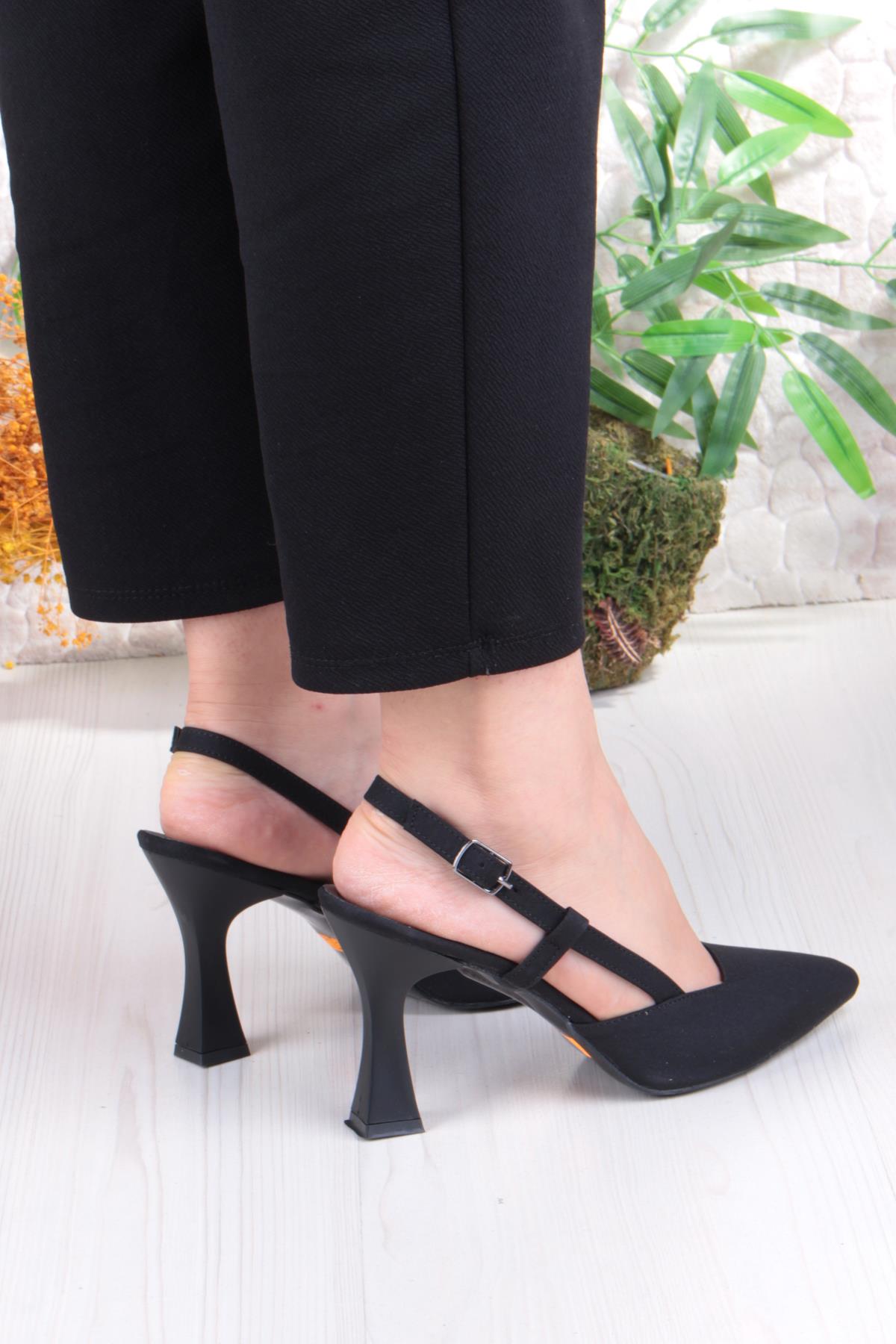 018-505 Fls Saten Önü Kapalı Arkası Açık Topuklu Kadın Ayakkabı - Görsel 5