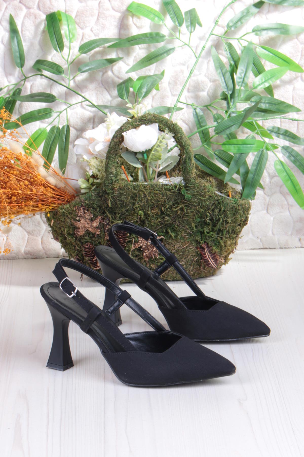 018-505 Fls Saten Önü Kapalı Arkası Açık Topuklu Kadın Ayakkabı - Görsel 6