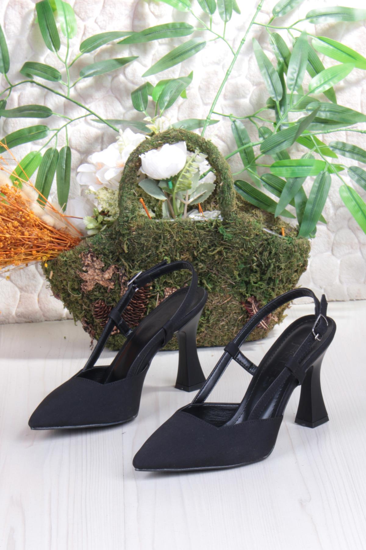 018-505 Fls Saten Önü Kapalı Arkası Açık Topuklu Kadın Ayakkabı - Görsel 7