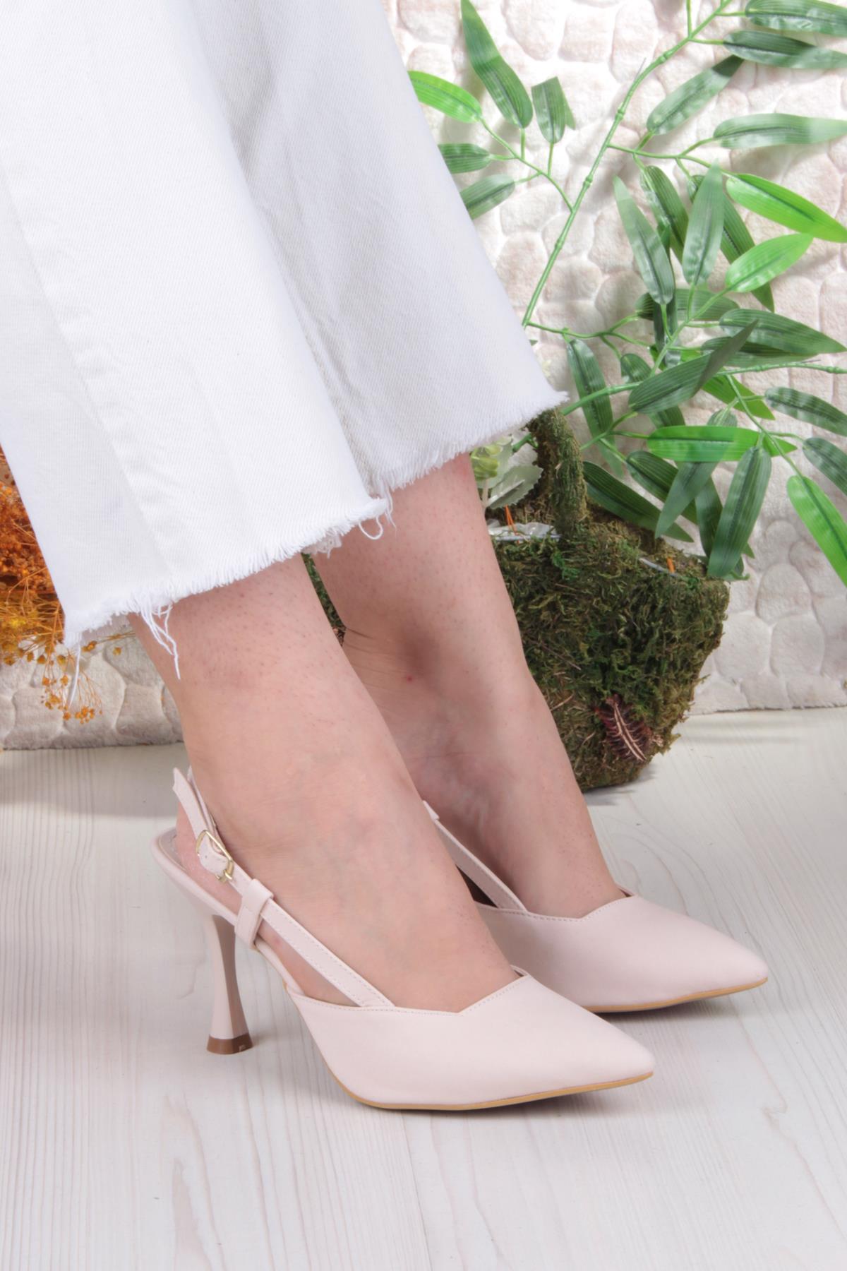 018-505 Fls Saten Önü Kapalı Arkası Açık Topuklu Kadın Ayakkabı - Görsel 2