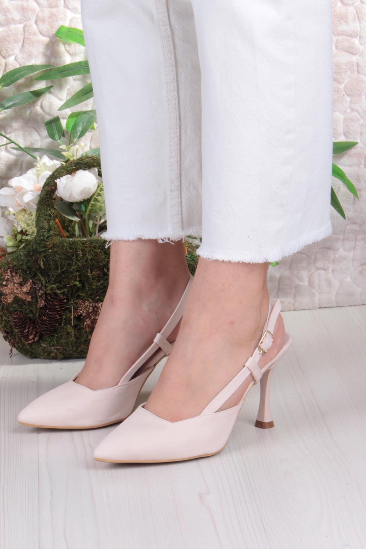 018-505 Fls Saten Önü Kapalı Arkası Açık Topuklu Kadın Ayakkabı - Görsel 3