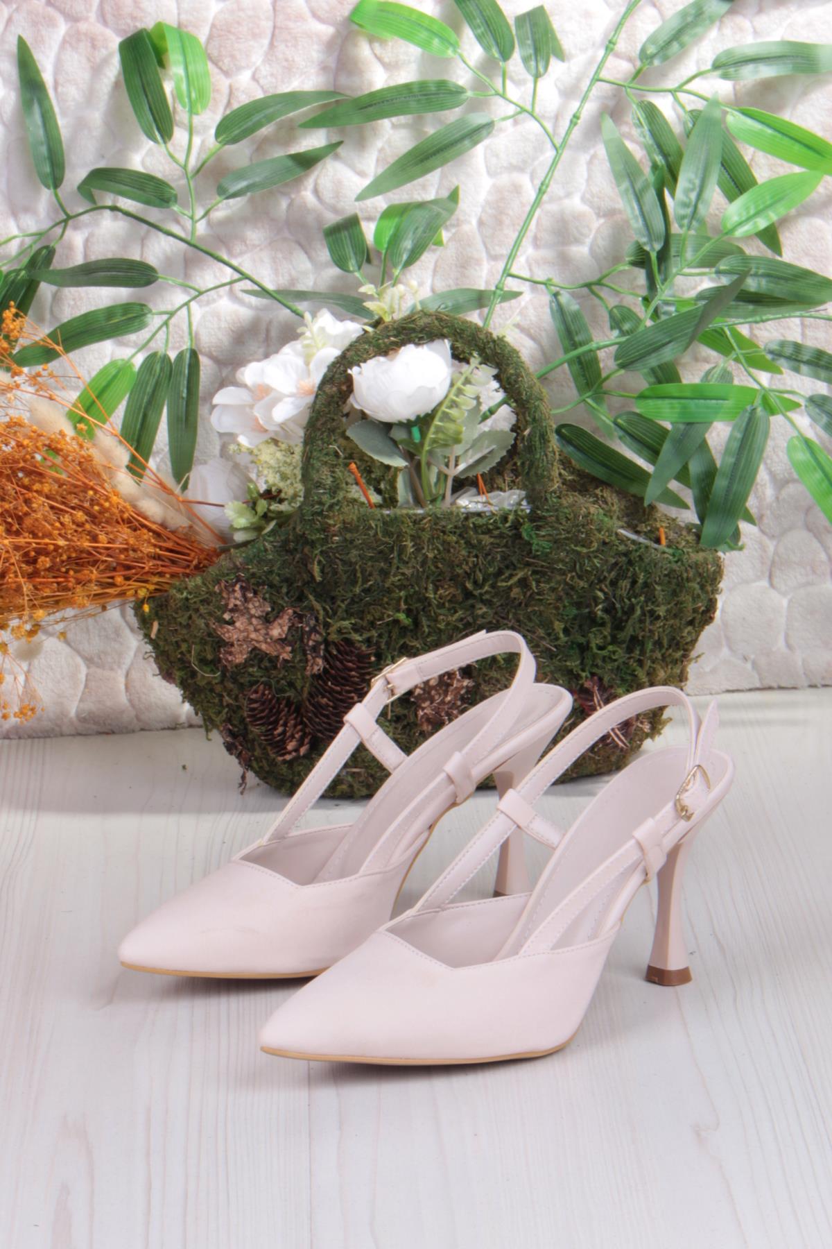 018-505 Fls Saten Önü Kapalı Arkası Açık Topuklu Kadın Ayakkabı - Görsel 7