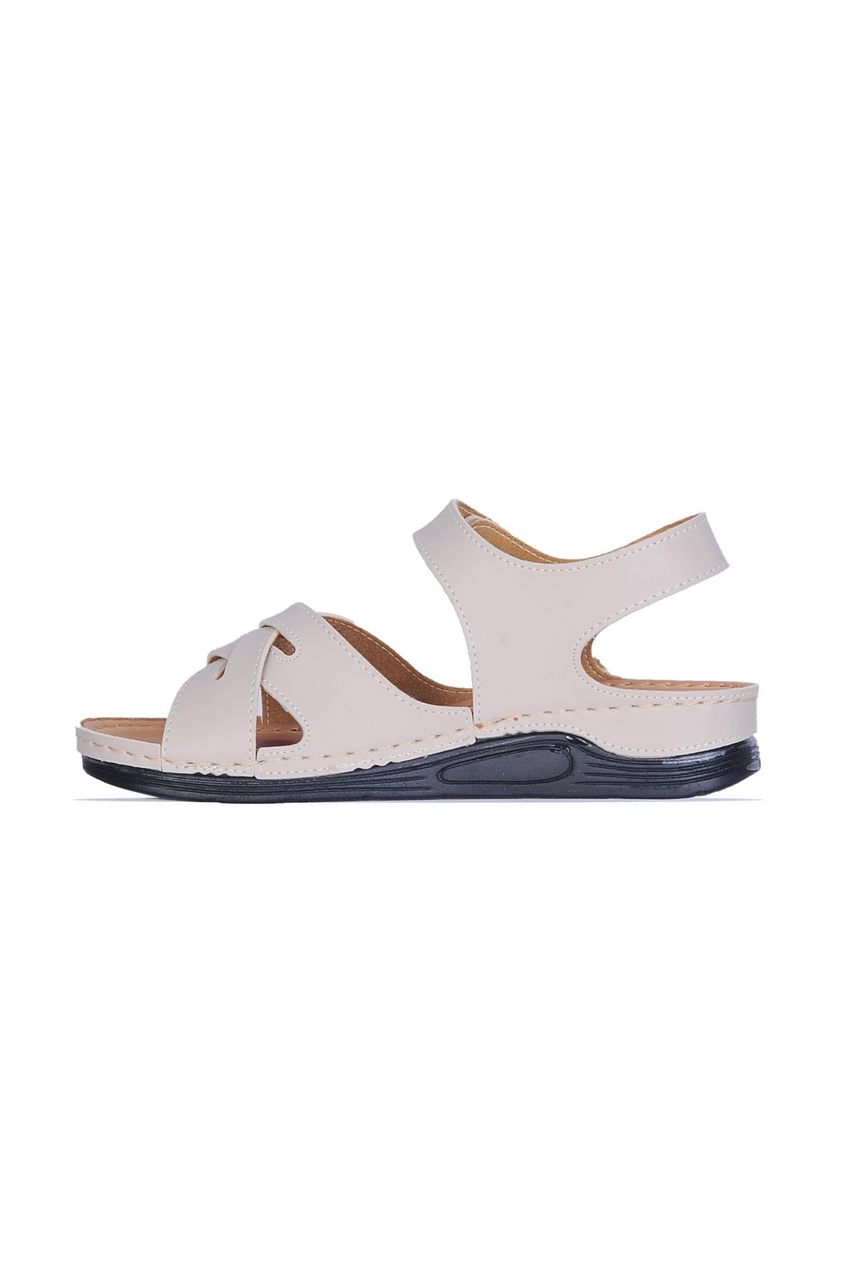 1107 Serra Cırtlı Kadın Düz Sandalet - Görsel 3
