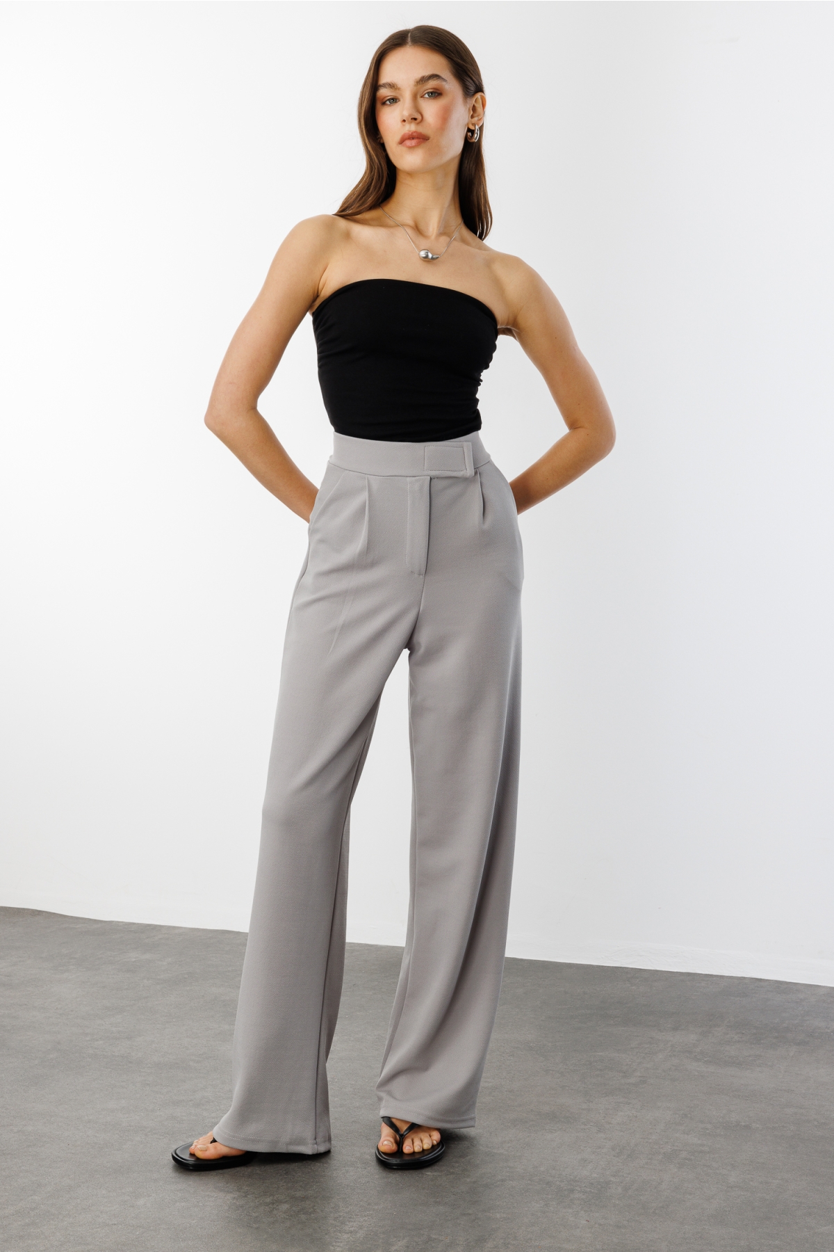 GENIUS STORE Beli Cırtlı Rahat Palazzo Pantolon CIRTLI-PANTOLON