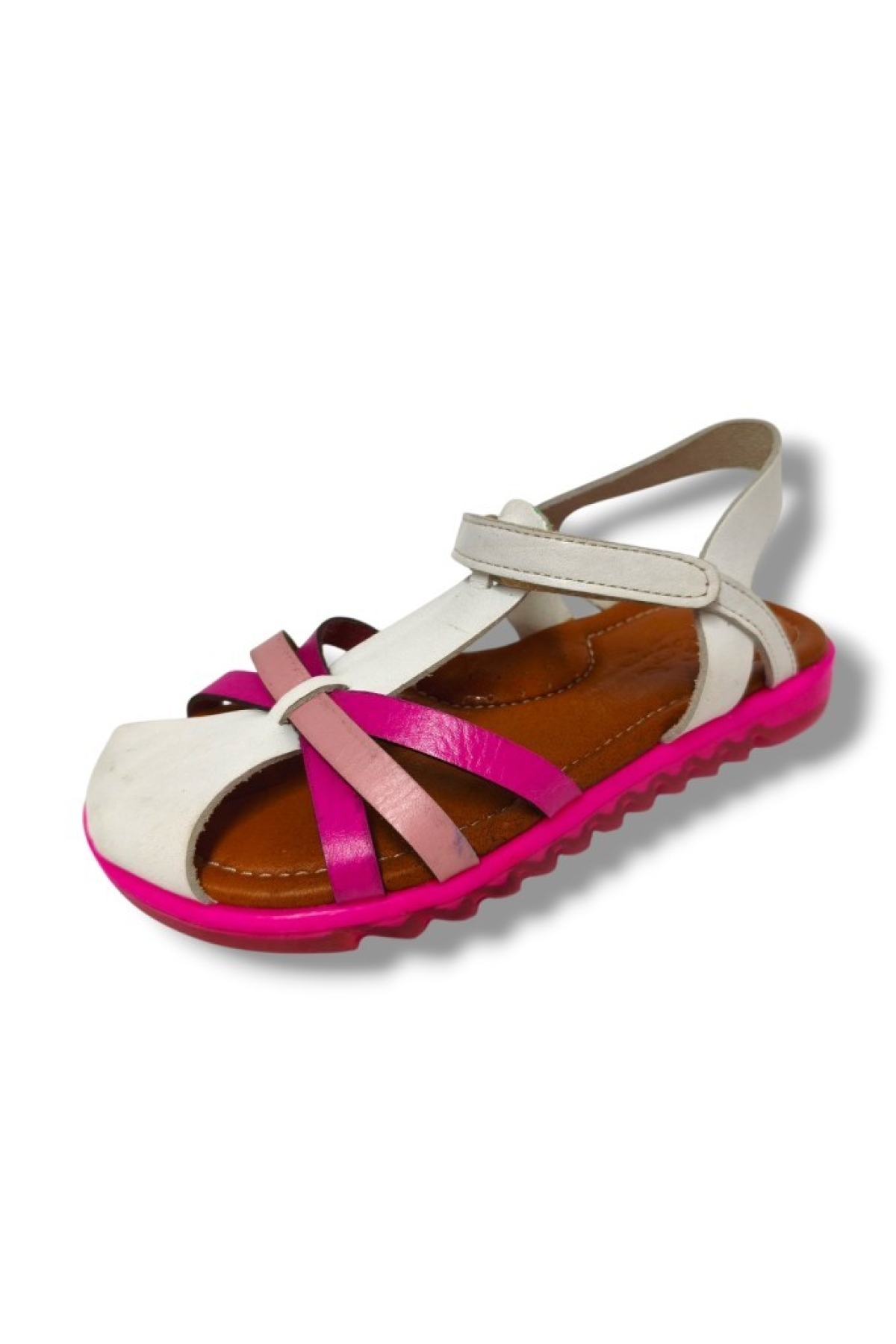 Bagcı 3087-20 Önü Kapalı Çapraz Şeritli Kız Çocuk Sandalet Beyaz Pembe 26-30 - Görsel 2