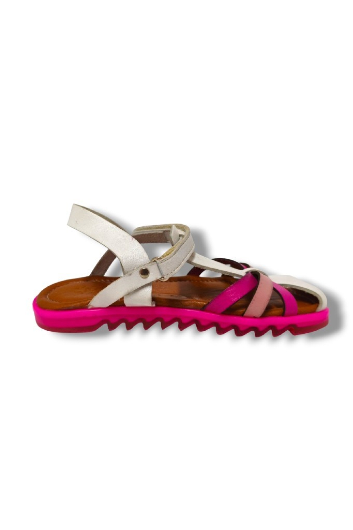 Bagcı 3087-20 Önü Kapalı Çapraz Şeritli Kız Çocuk Sandalet Beyaz Pembe 26-30 - Görsel 4