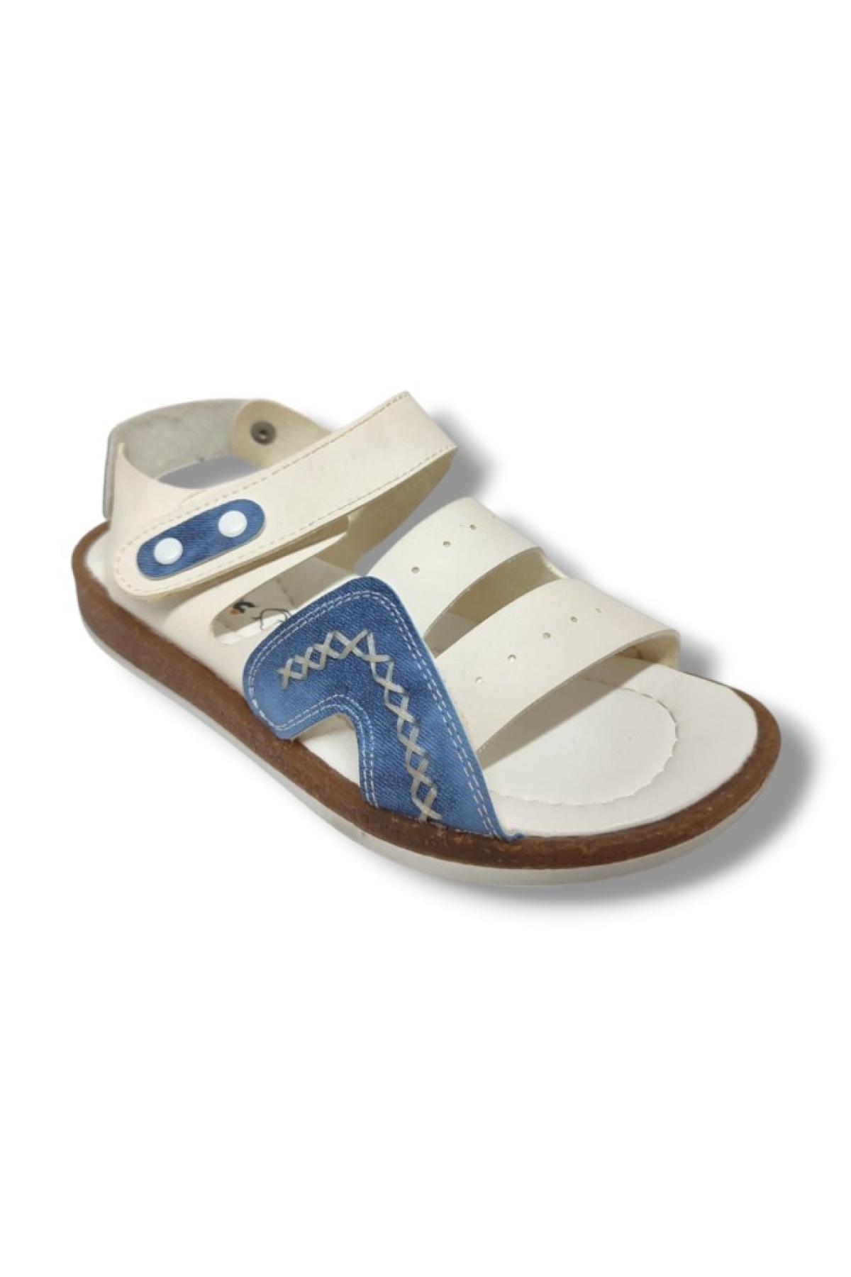 Şirinbebe 1565-20 Anatomik Dikiş Çirtli Erkek Çocuk Sandalet Beyaz Mavi 26-30 - Görsel 2