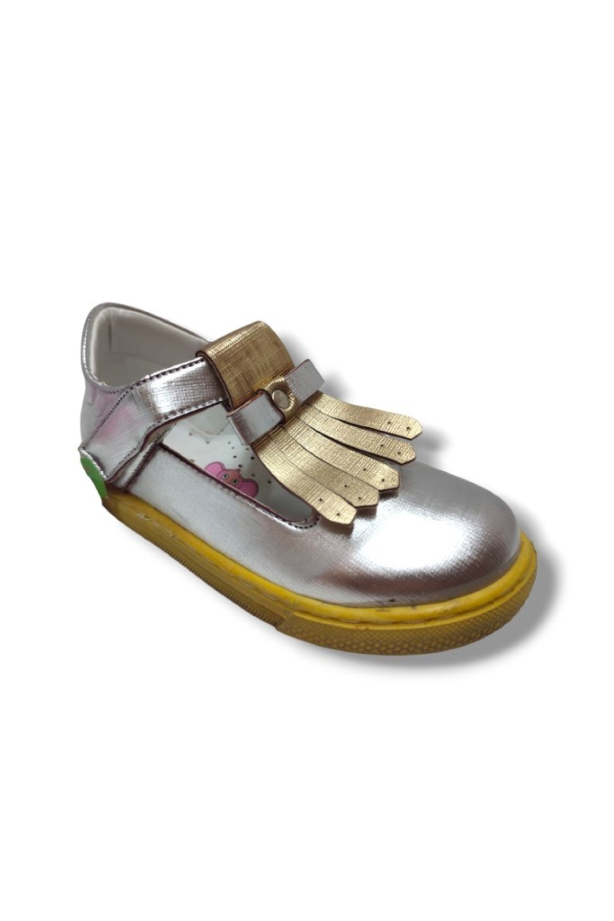 Şirinbebe 1742-20 Püsküllü Cırt Bant Kız Çocuk Sandalet Gümüş Altın 21-25 - Görsel 2
