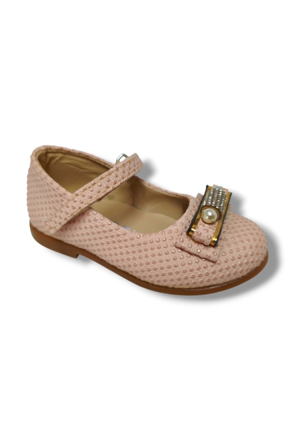 3086-20 Baskı Deri İnci Taşlı Kız Çocuk Babet 21-25 - Görsel 2