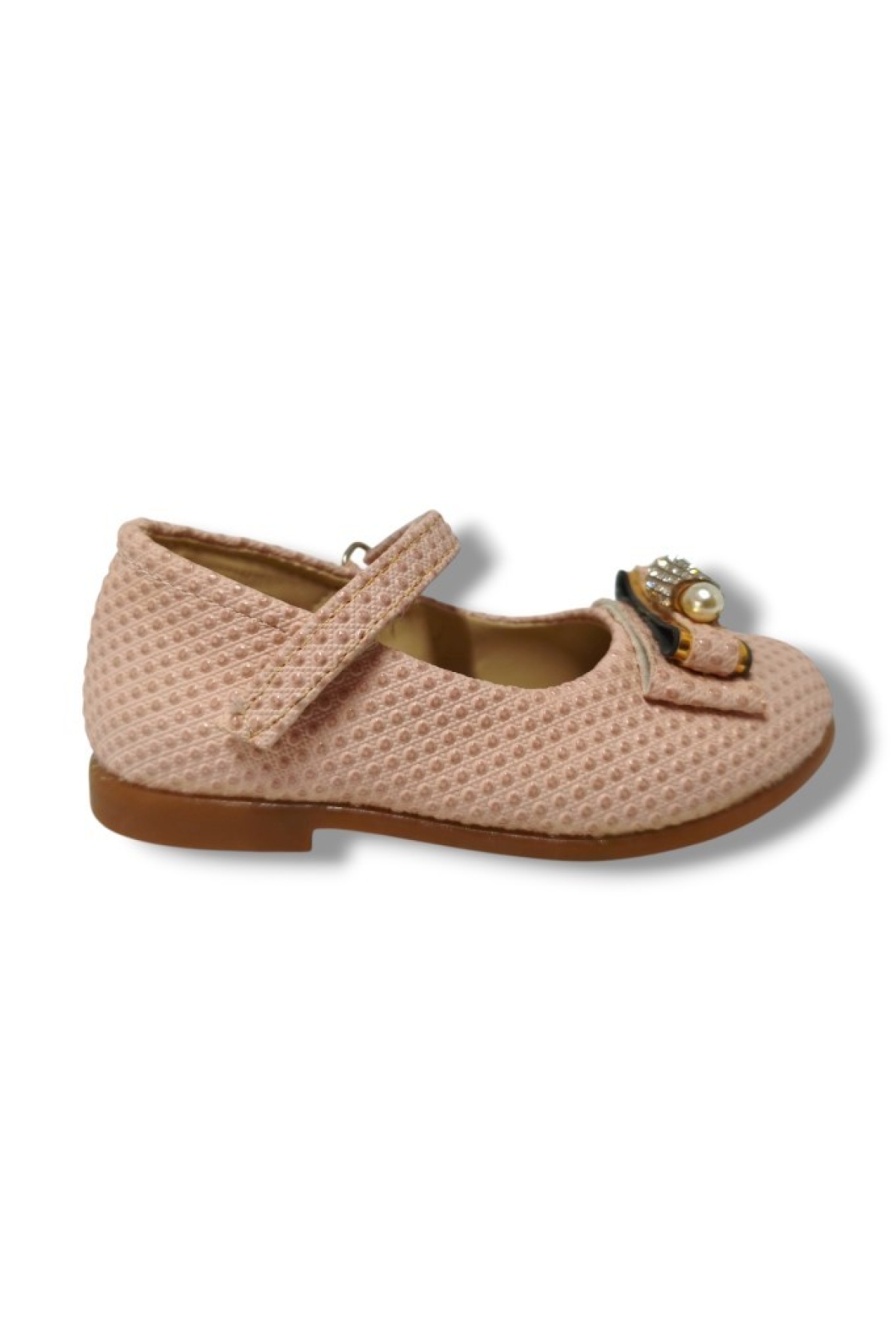 3086-20 Baskı Deri İnci Taşlı Kız Çocuk Babet 21-25 - Görsel 3
