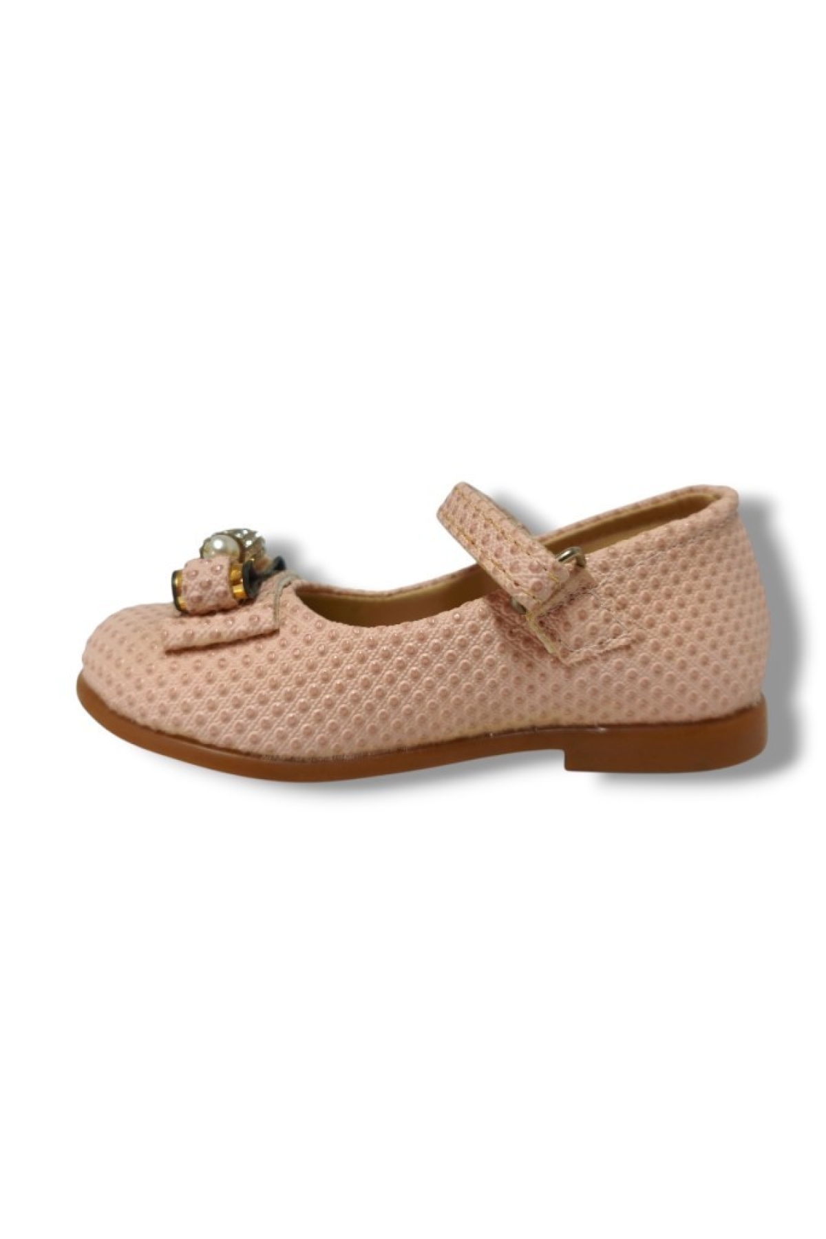 3086-20 Baskı Deri İnci Taşlı Kız Çocuk Babet 21-25 - Görsel 4