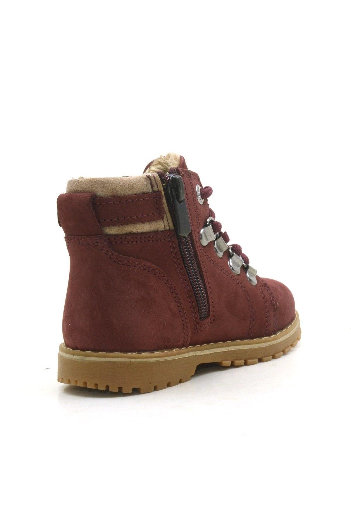 Griffon Hakiki Deri Bordo Fermuarlı Çocuk Bot - Görsel 4
