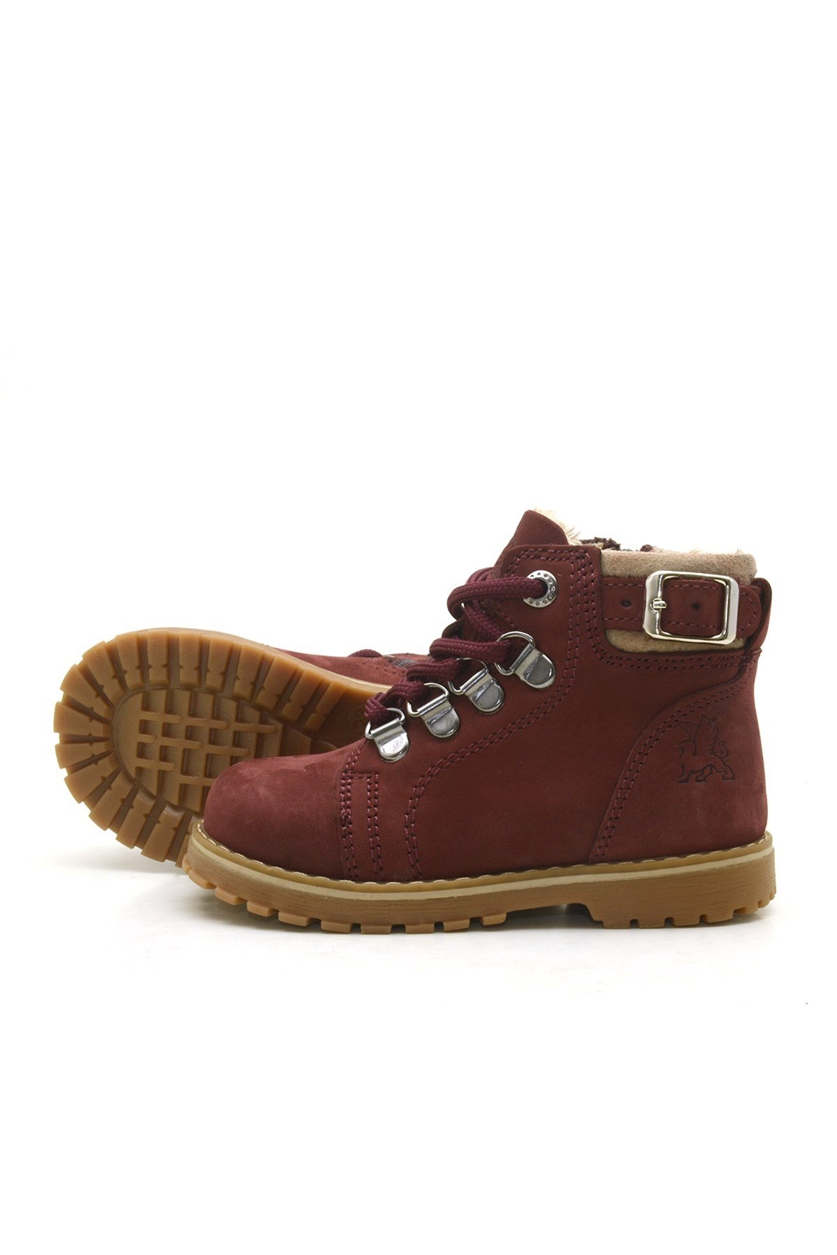Griffon Hakiki Deri Bordo Fermuarlı Çocuk Bot - Görsel 6