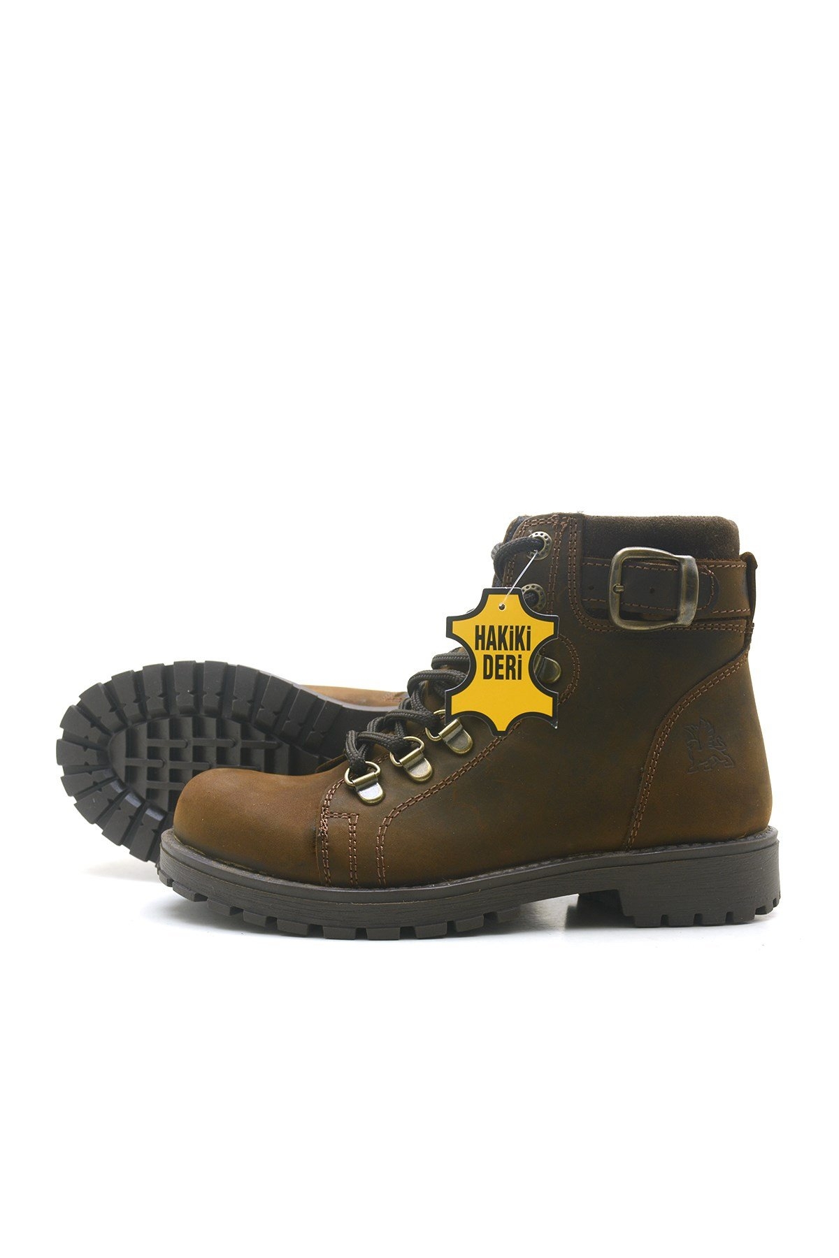 Griffon Hakiki Deri Kahverengi Fermuarlı Kışlık Çocuk Bot - Görsel 6