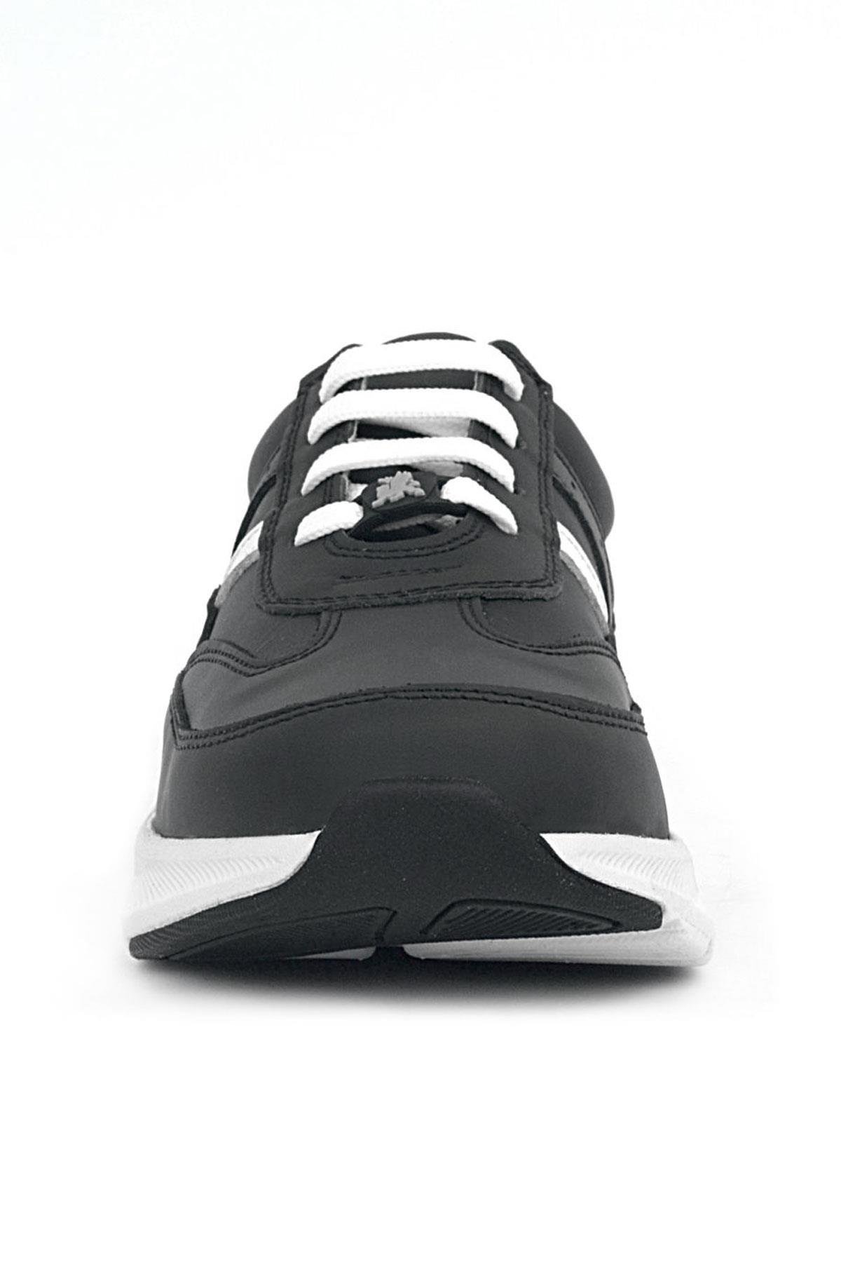 Hakiki Deri Anatomik Siyah Beyaz Bağcıklı Hafif Çocuk Spor Ayakkabı - Görsel 5