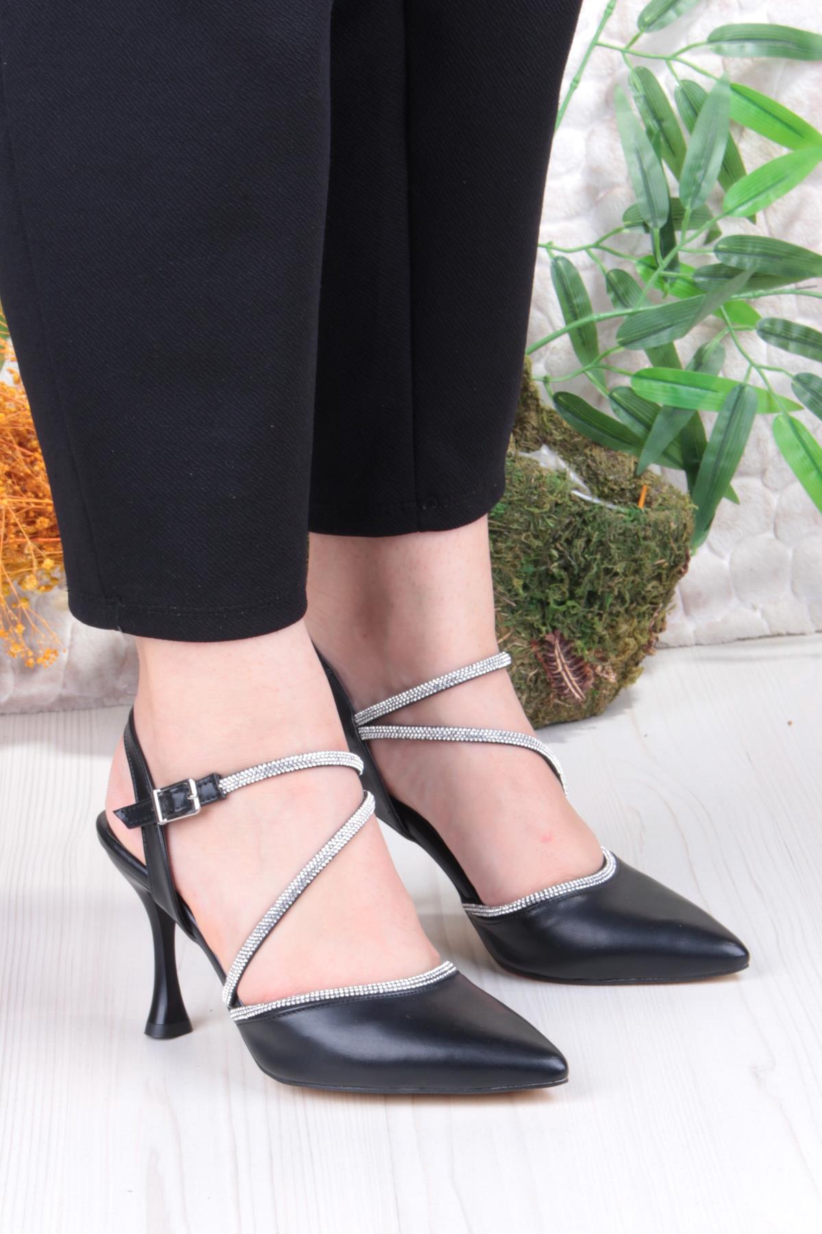 35691 Cilt Biye Taşlı Topuklu Abiye Ayakkabı Kadın Ayakkabı - Görsel 4