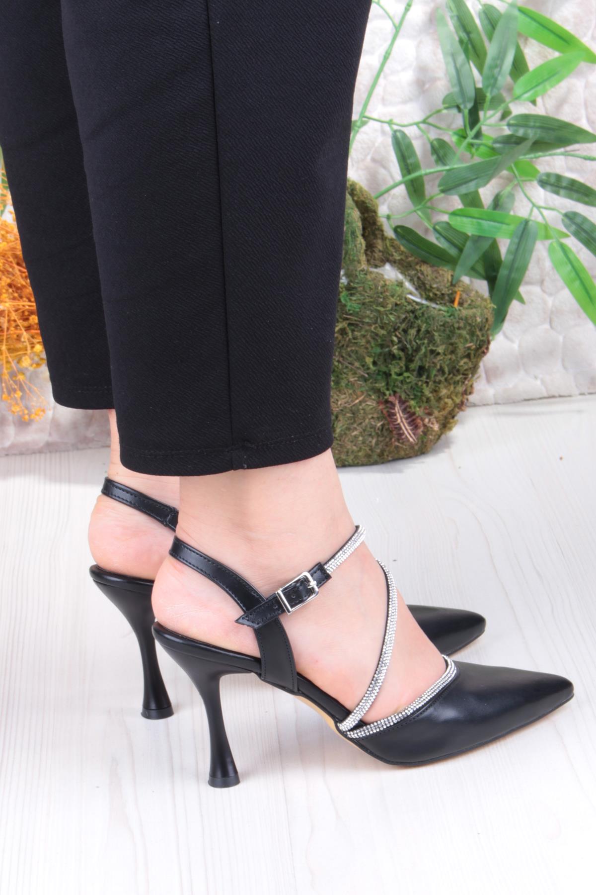 35691 Cilt Biye Taşlı Topuklu Abiye Ayakkabı Kadın Ayakkabı - Görsel 5