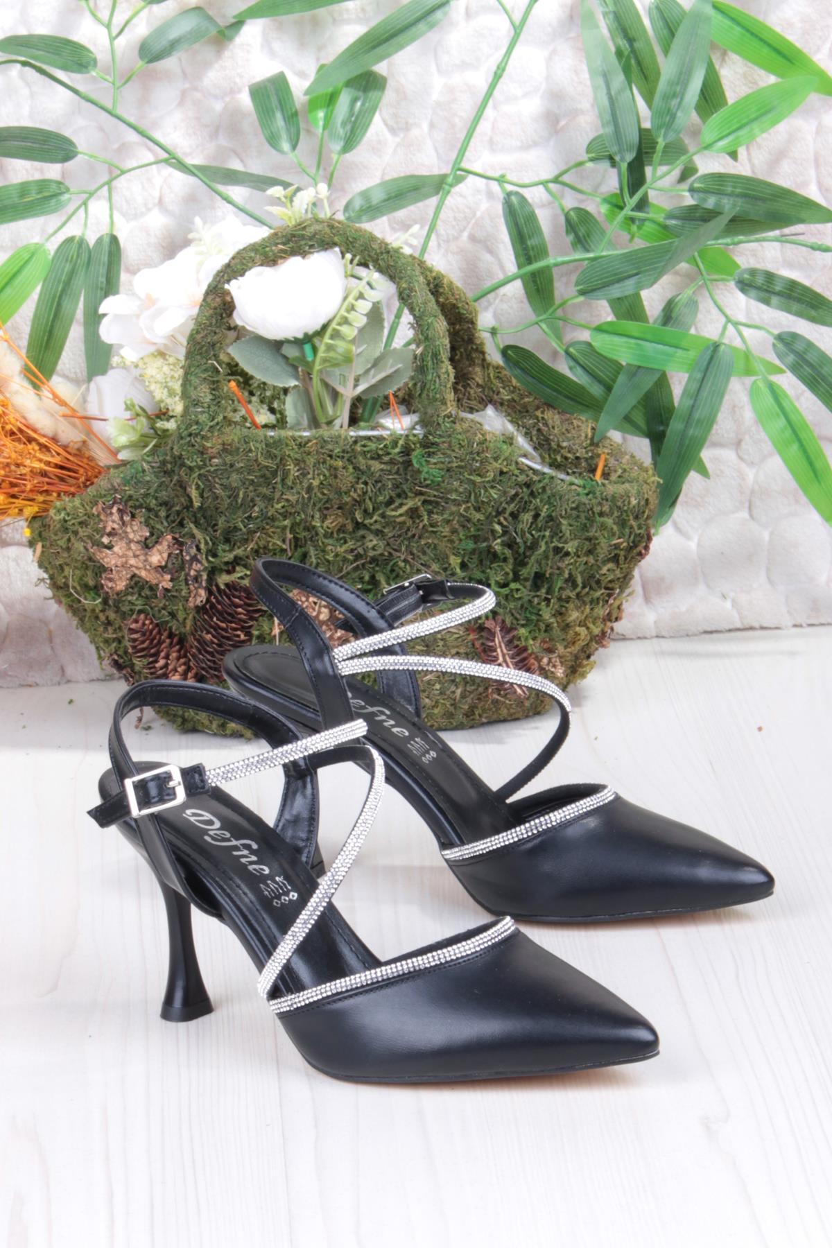 35691 Cilt Biye Taşlı Topuklu Abiye Ayakkabı Kadın Ayakkabı - Görsel 6