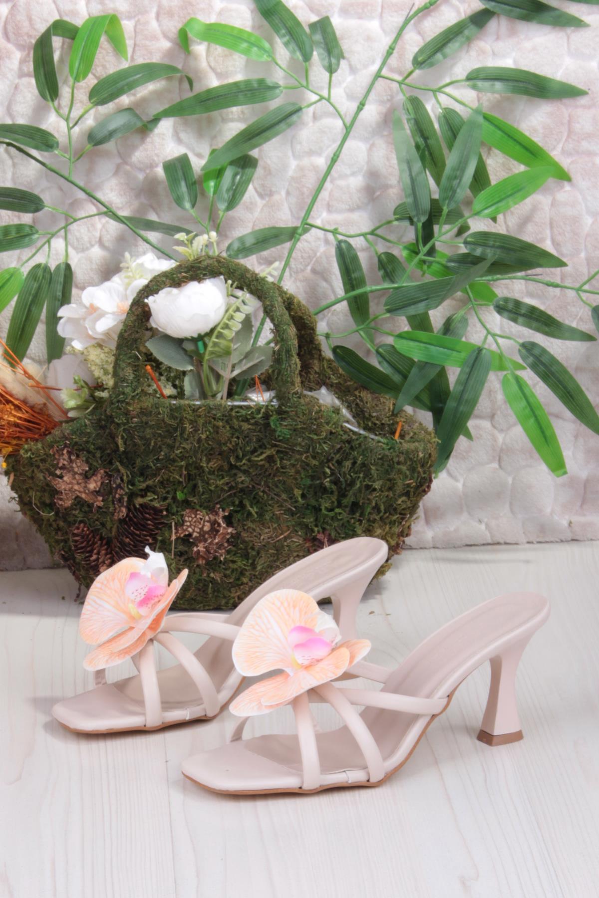 5131 Ares Orkide Fiyank Detaylı İnçe Topuklu Kadın Terlik - Görsel 7