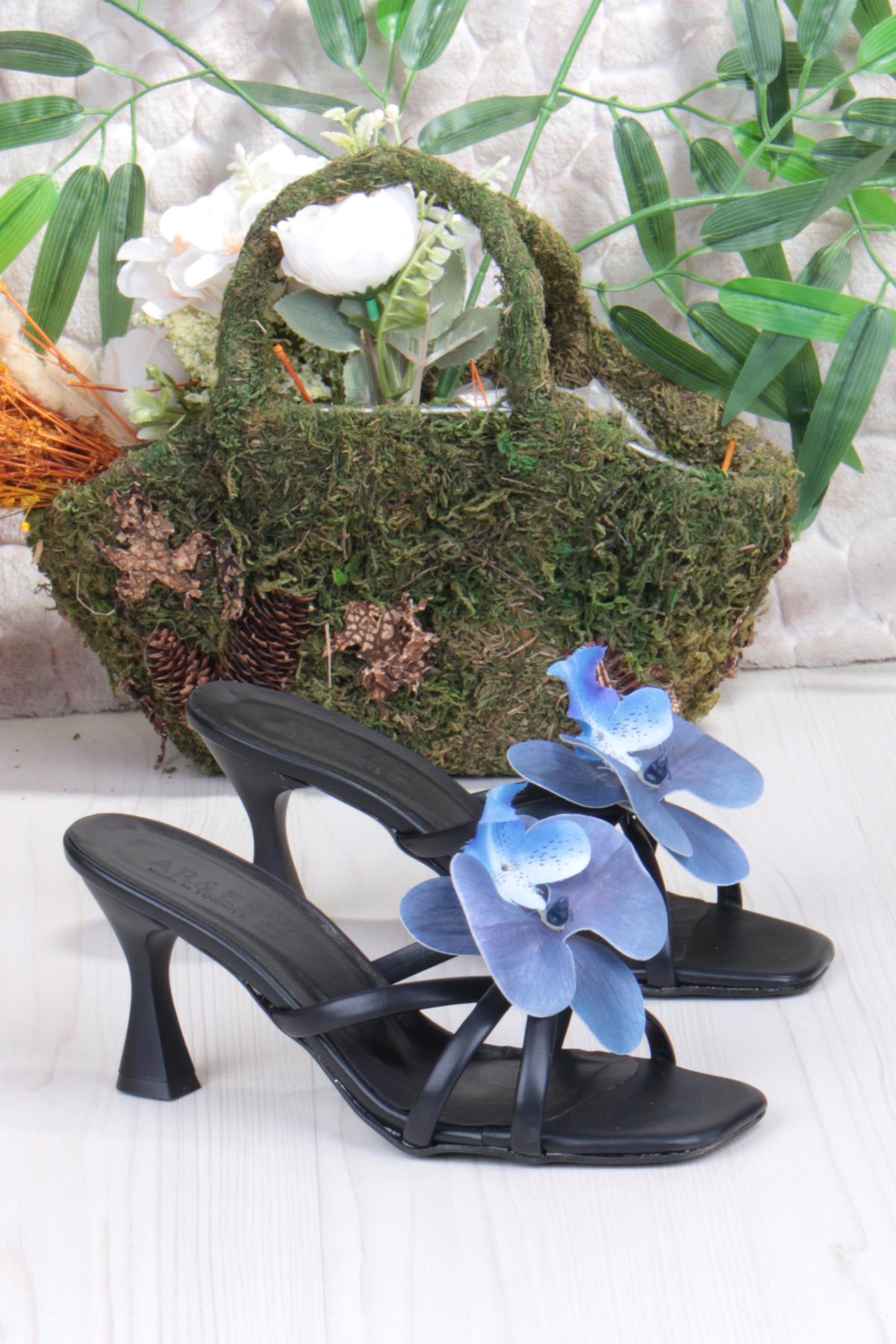 5131 Ares Orkide Fiyank Detaylı İnçe Topuklu Kadın Terlik - Görsel 6