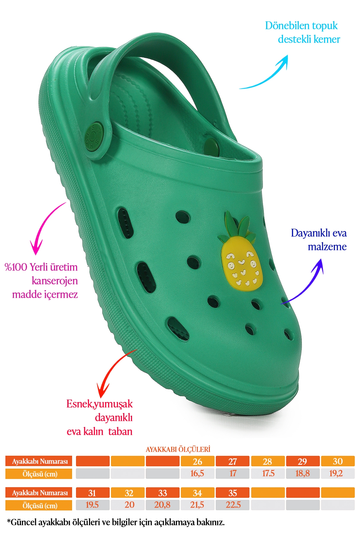 Bester Eva Plaj Havuz Okul Kreş Kız Çocuk Terlik Yeşil - Görsel 3