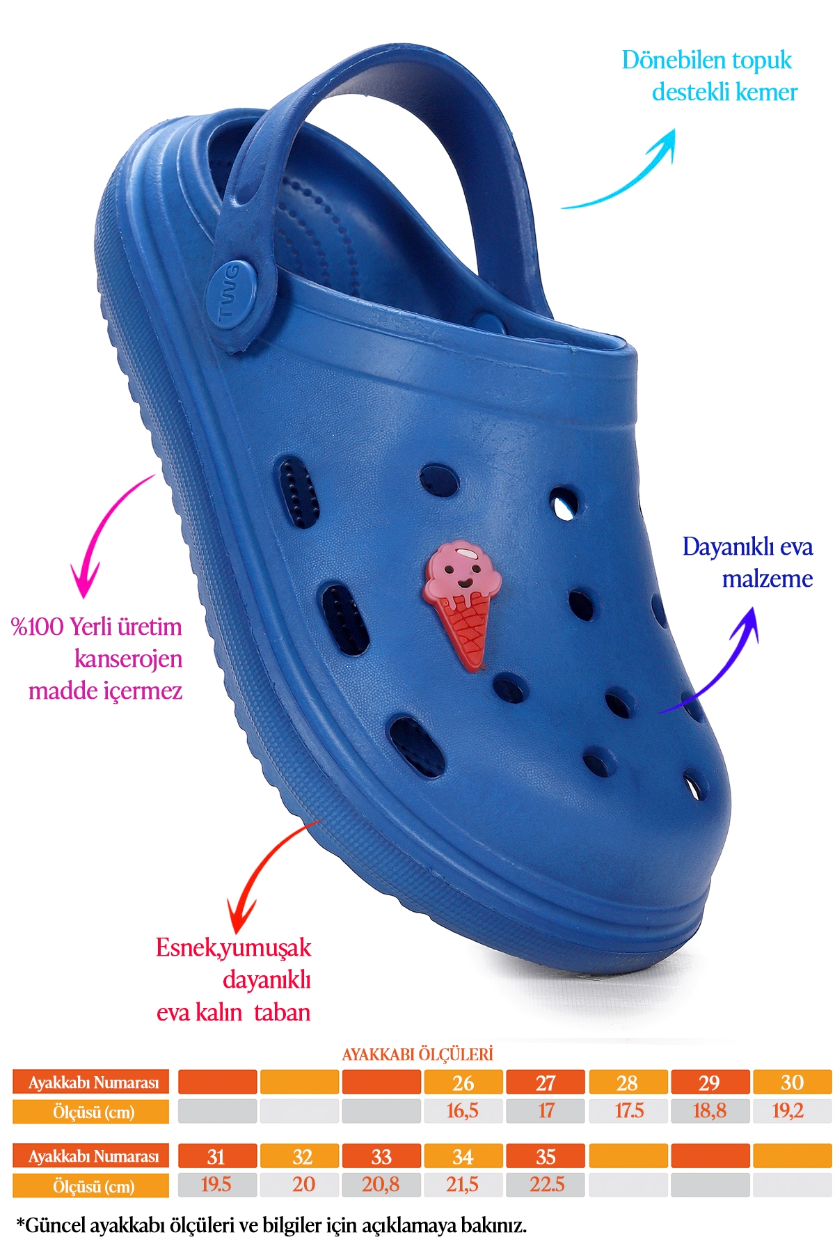 Bester Eva Plaj Havuz Okul Kreş Erkek Çocuk Terlik Saks Mavi - Görsel 3