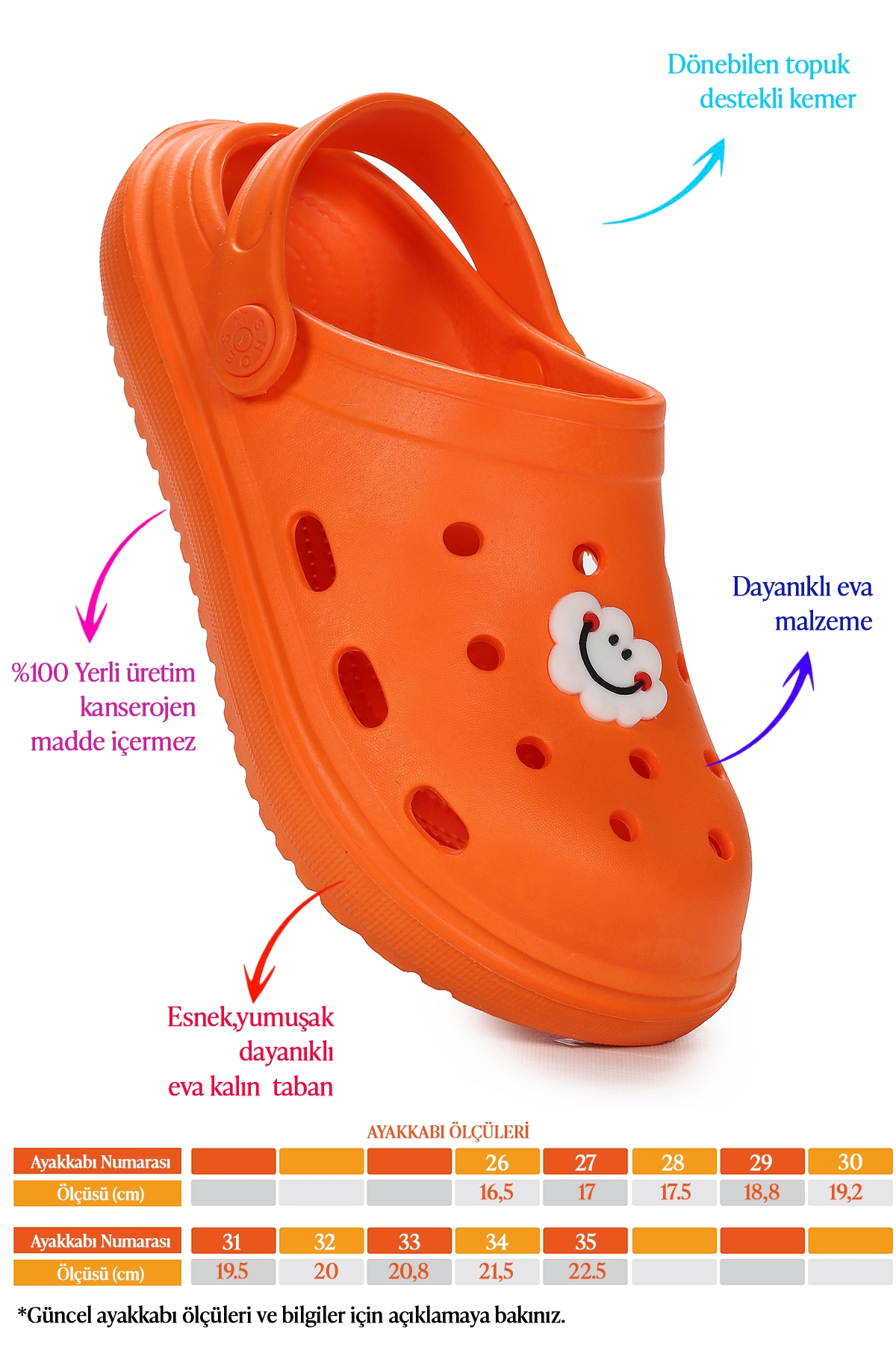 Bester Eva Plaj Havuz Okul Kreş Kız Çocuk Terlik Turuncu - Görsel 3