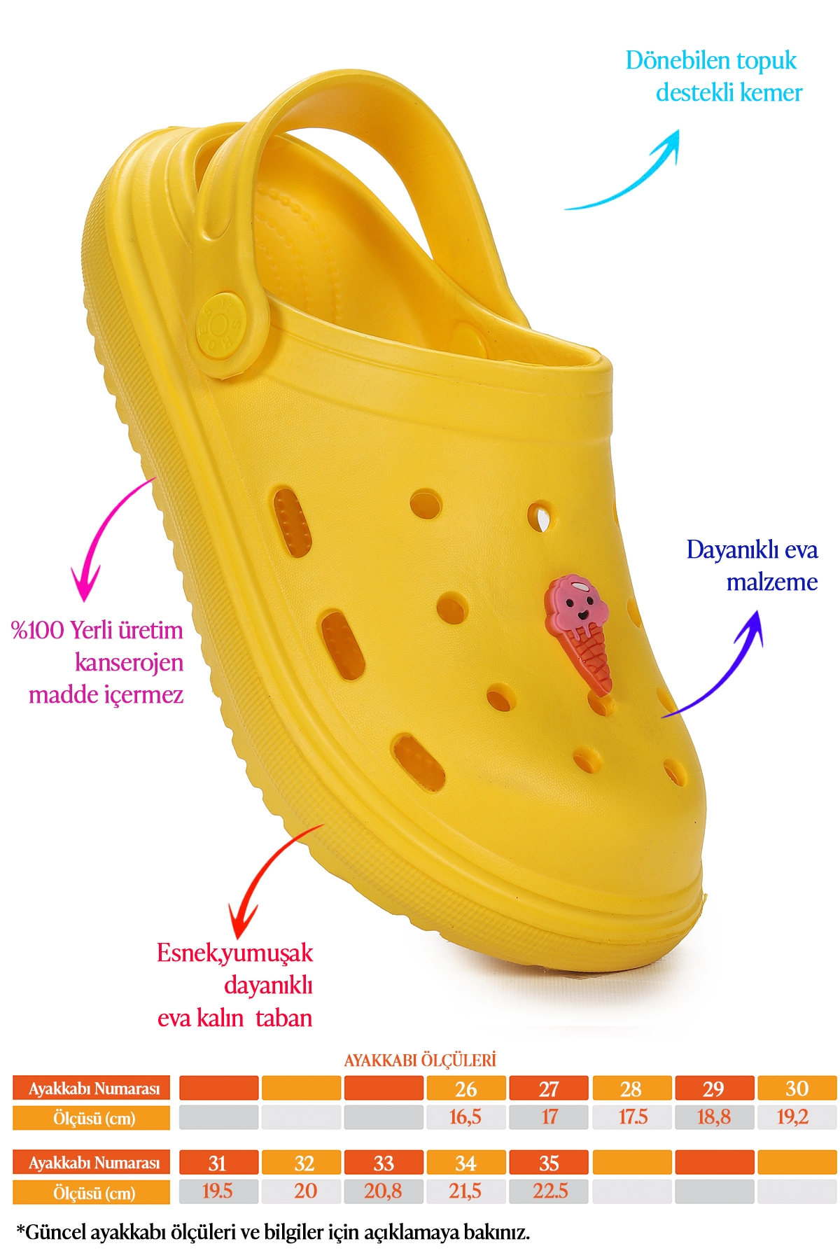 Bester Eva Plaj Havuz Okul Kreş Kız Çocuk Terlik Sarı - Görsel 3