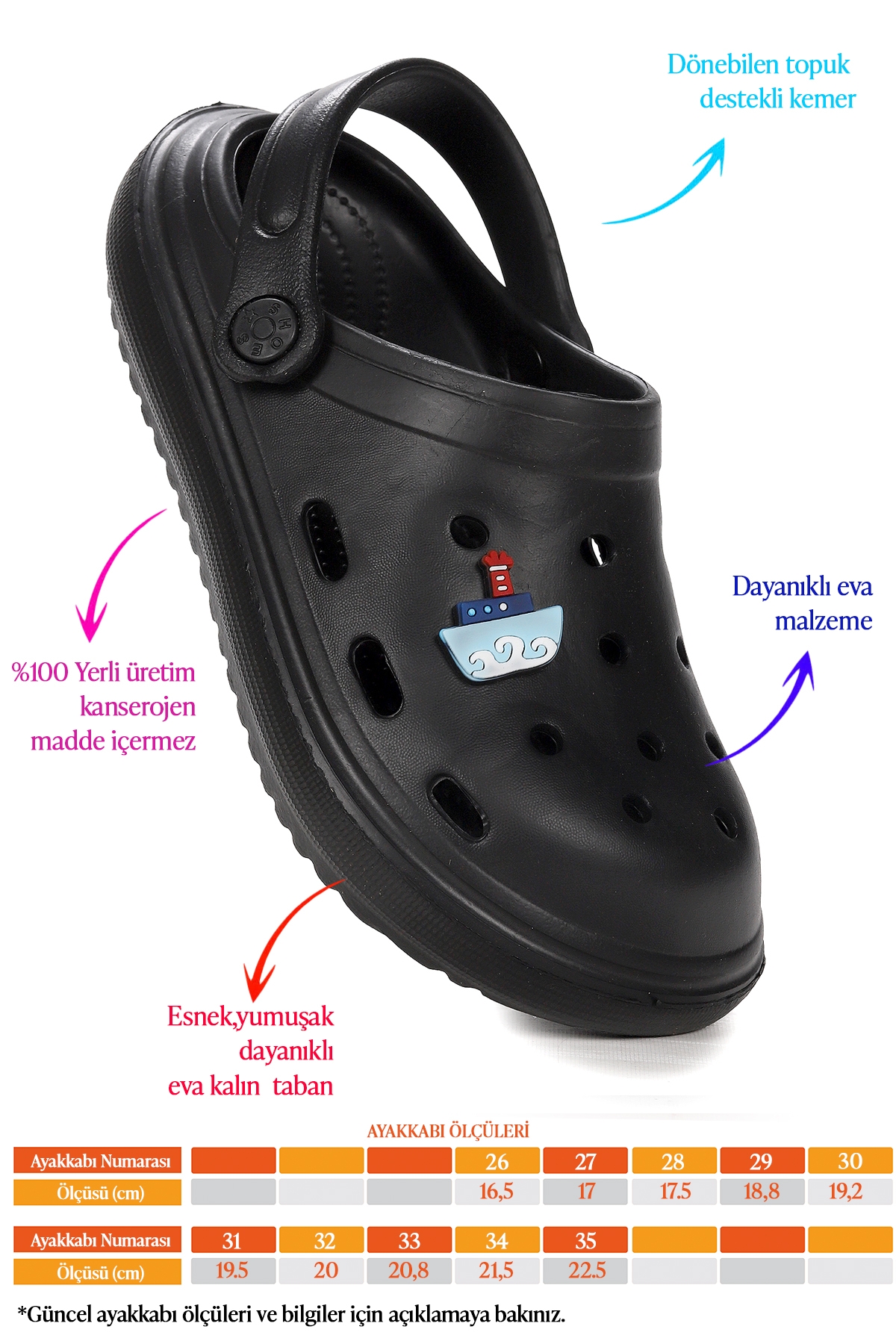 Bester Eva Plaj Havuz Okul Kreş Erkek Çocuk Terlik Siyah - Görsel 3